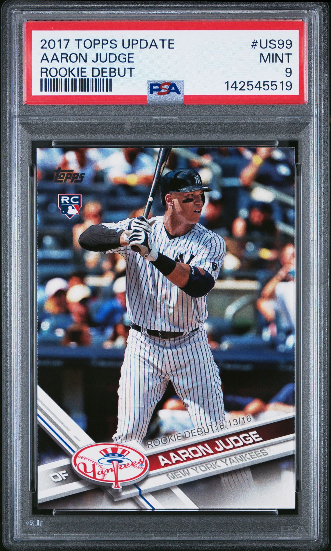2017 Topps Update Aaron Judge #Us99 (Rookie Debut) Mint 9 front