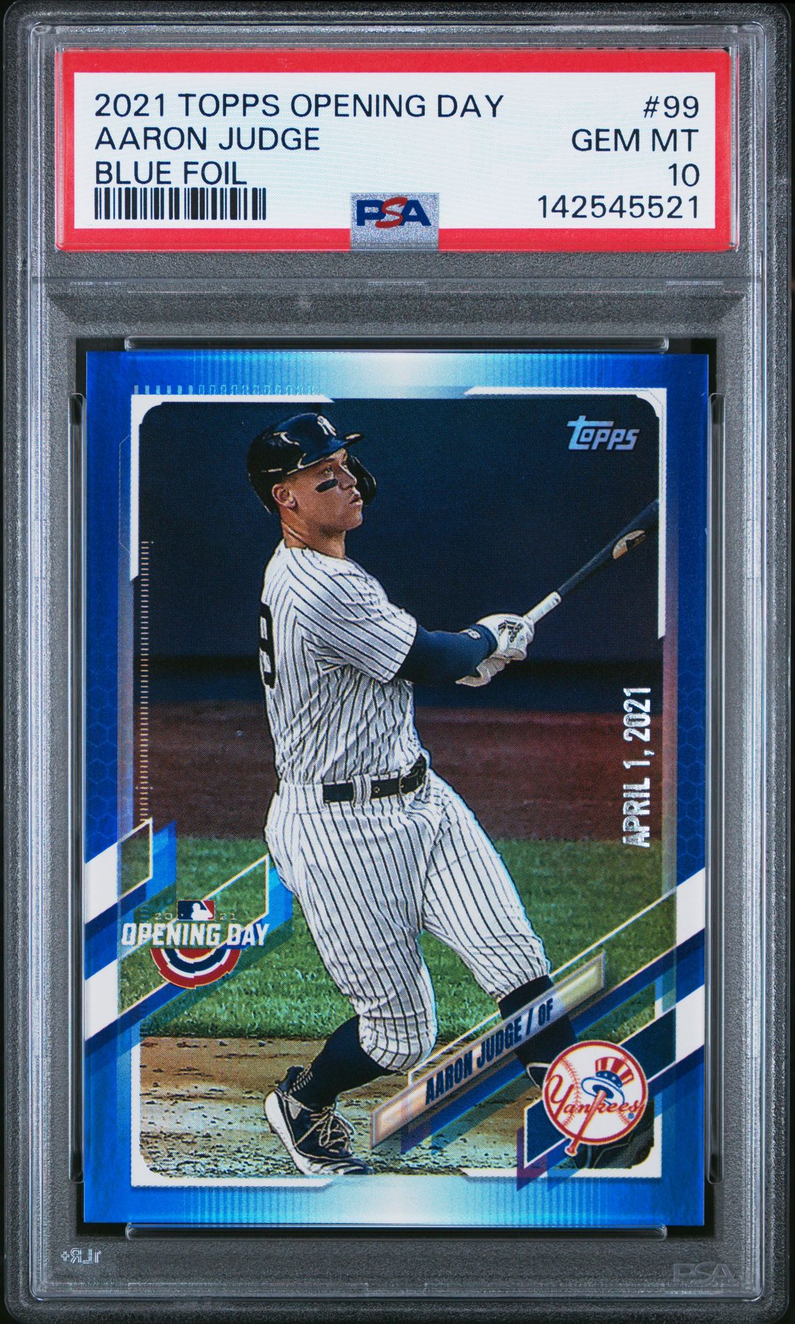 2021 Topps Opening Day Aaron Judge #99 (Blue Foil) Gem Mt 10 front