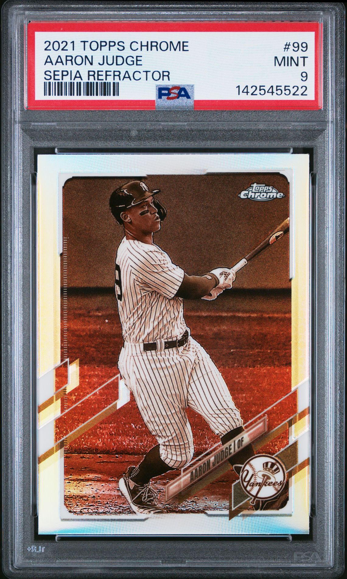 2021 Topps Chrome Aaron Judge #99 (Sepia Refractor) Mint 9 front