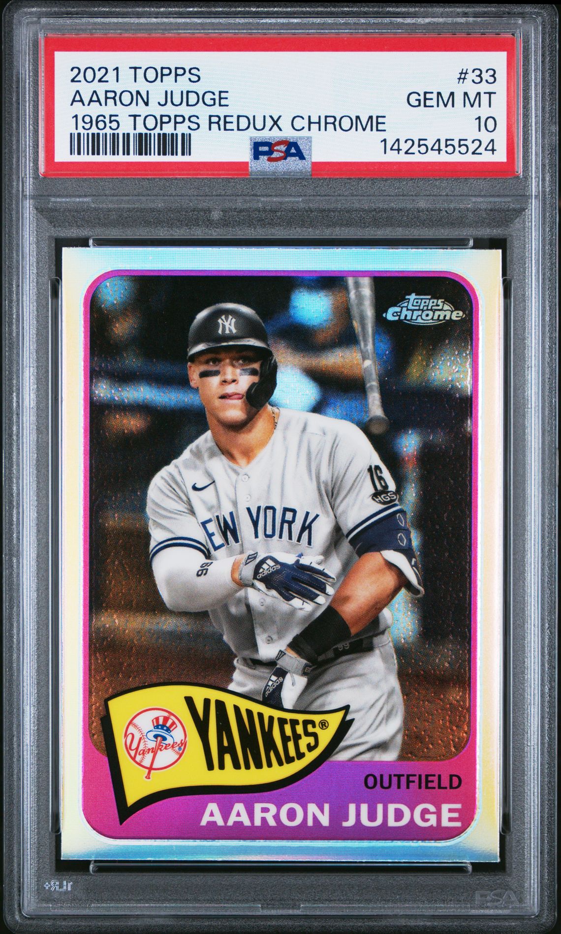2021 Topps 1965 Topps Redux Chrome Aaron Judge #33 (1965 Topps Redux Chrome) Gem Mt 10 front