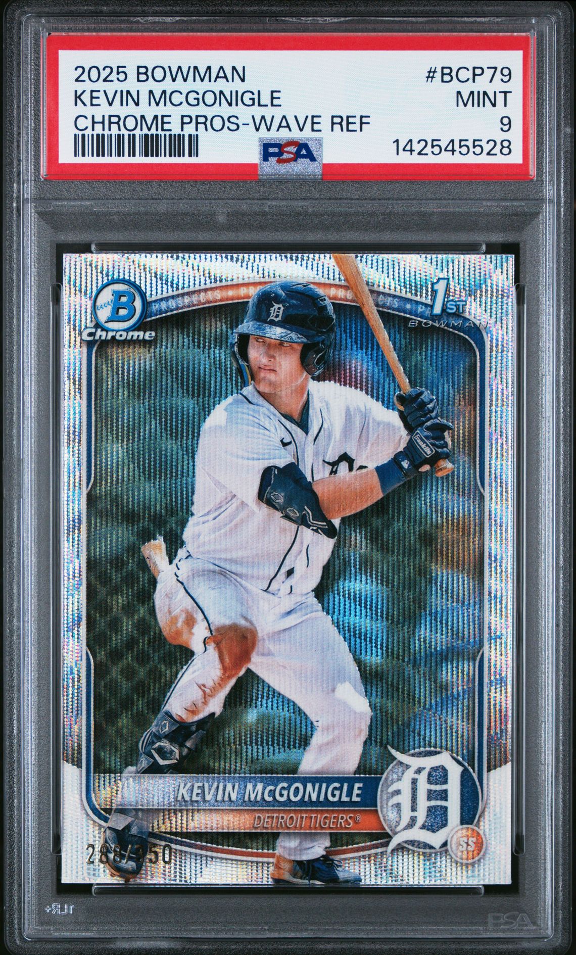 2025 Bowman Chrome Prospects Kevin Mcgonigle #Bcp79 (Chrome Pros-Wave Ref) Mint 9 front