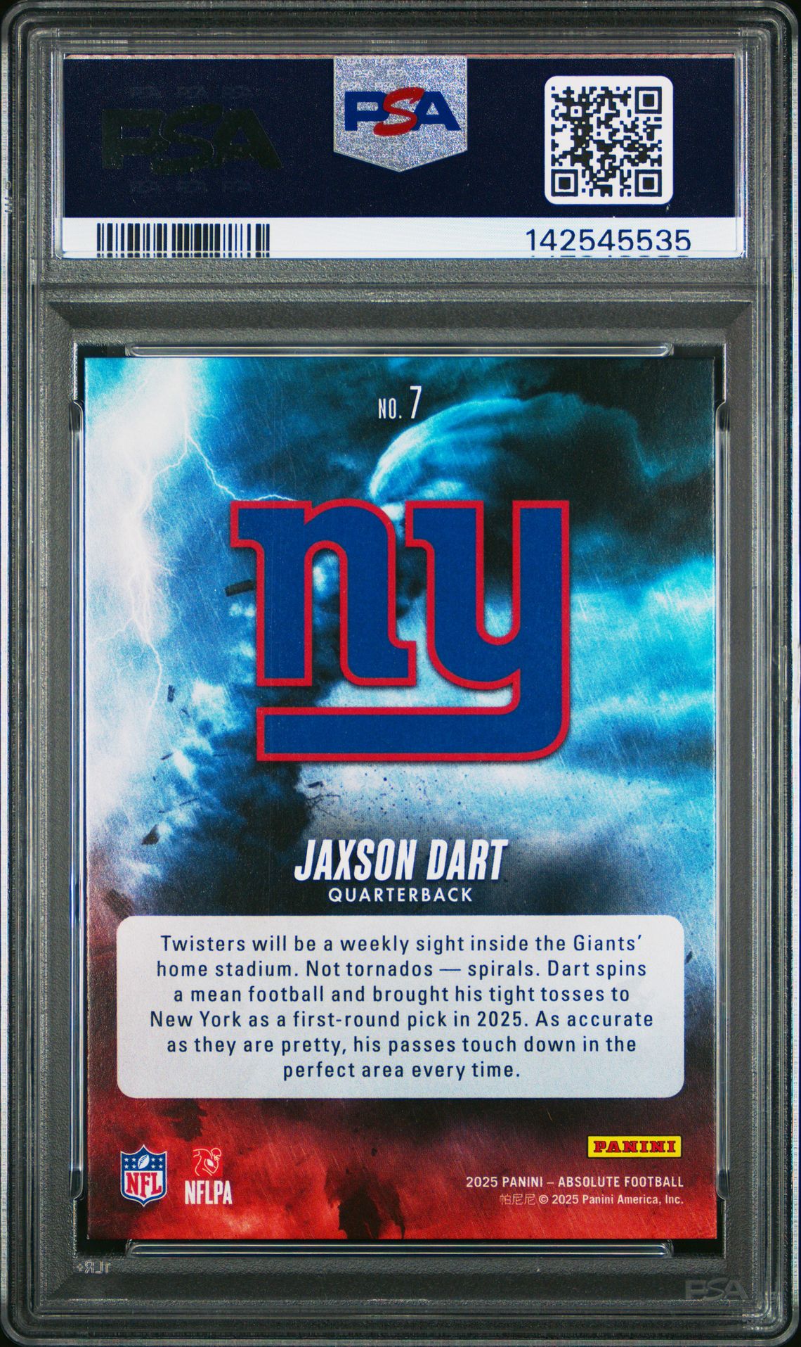 2025 Panini Absolute By Storm Jaxson Dart #7 (By Storm-Red Spectrum) Mint 9 back