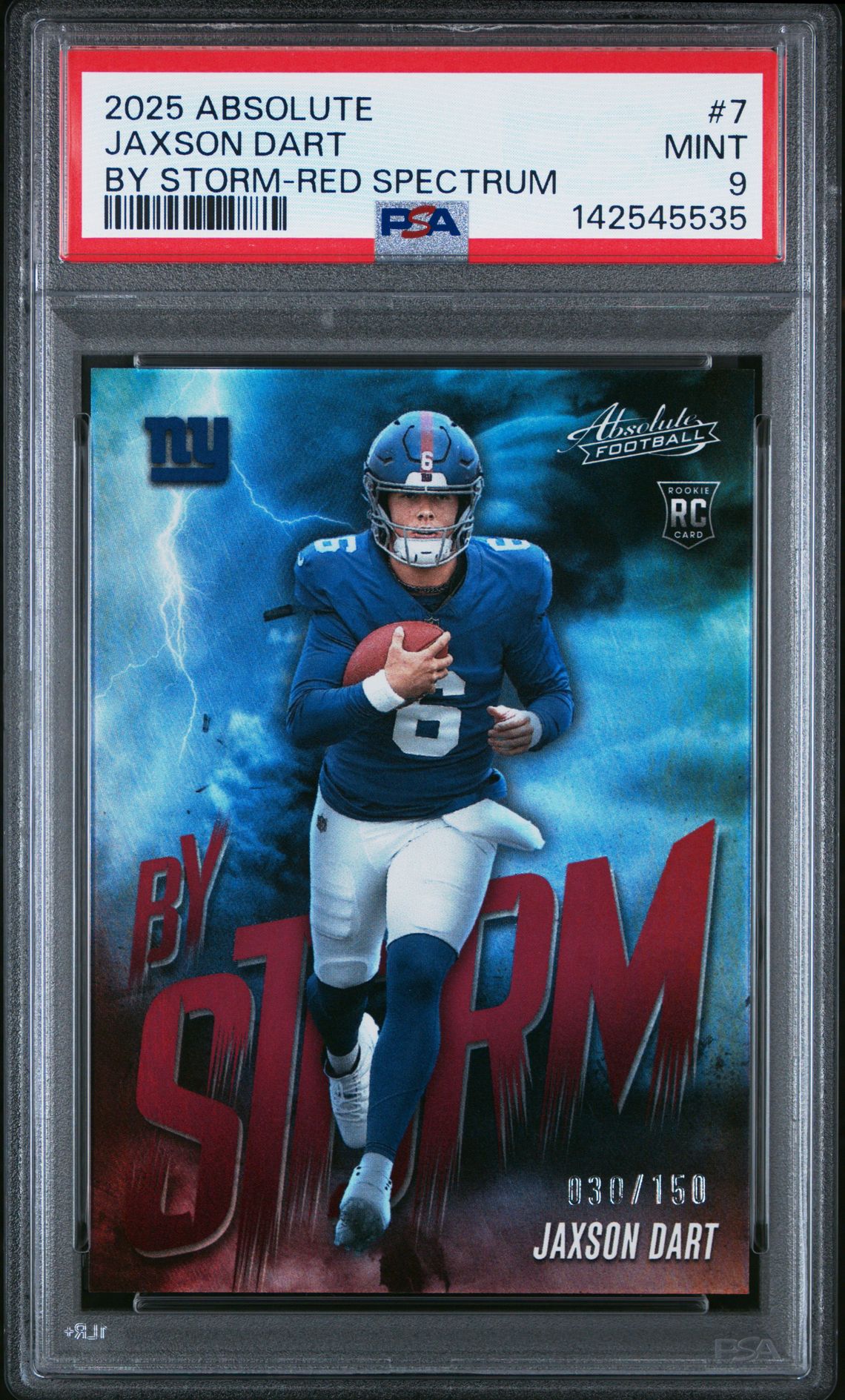 2025 Panini Absolute By Storm Jaxson Dart #7 (By Storm-Red Spectrum) Mint 9 front