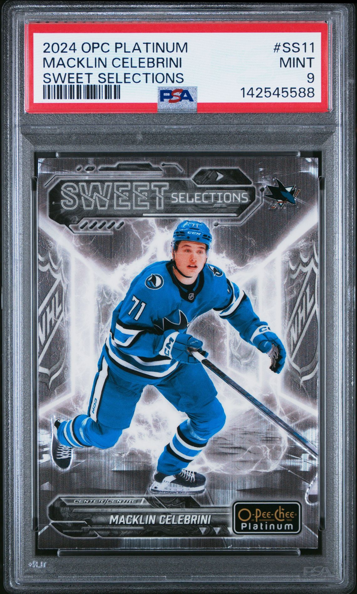 2024 Upper Deck O-Pee-Chee Platinum Sweet Selections Macklin Celebrini #Ss11 Mint 9 front