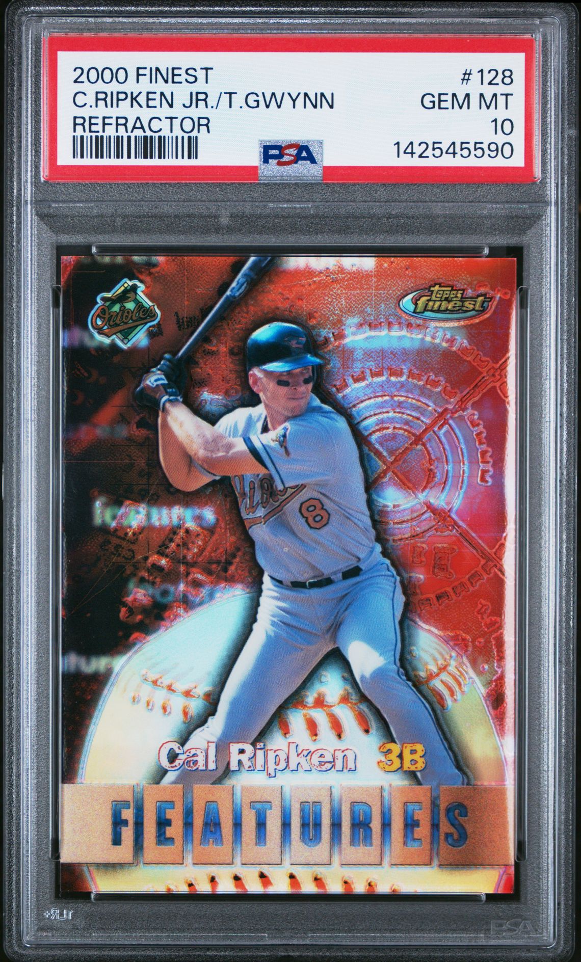2000 Finest C.ripken Jr./T.gwynn #128 (Refractor) Gem Mt 10 front