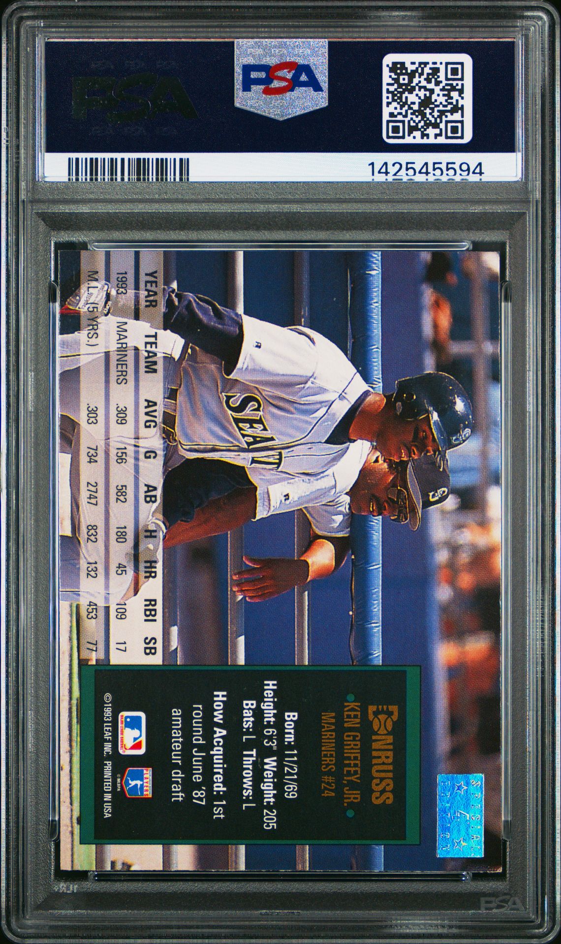 1994 Donruss Special Edition Gold Ken Griffey Jr. #4 (Special Edition Gold) Mint 9 back