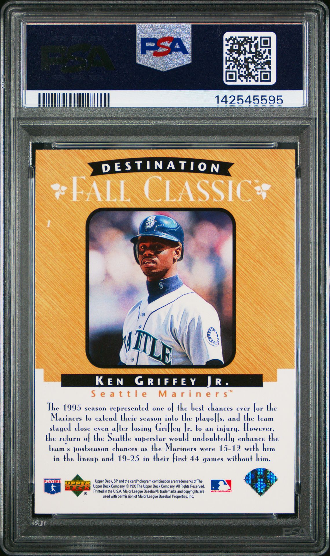 1995 Sp Championship Fall Classic Ken Griffey Jr. #1 (Fall Classic) Mint 9 back