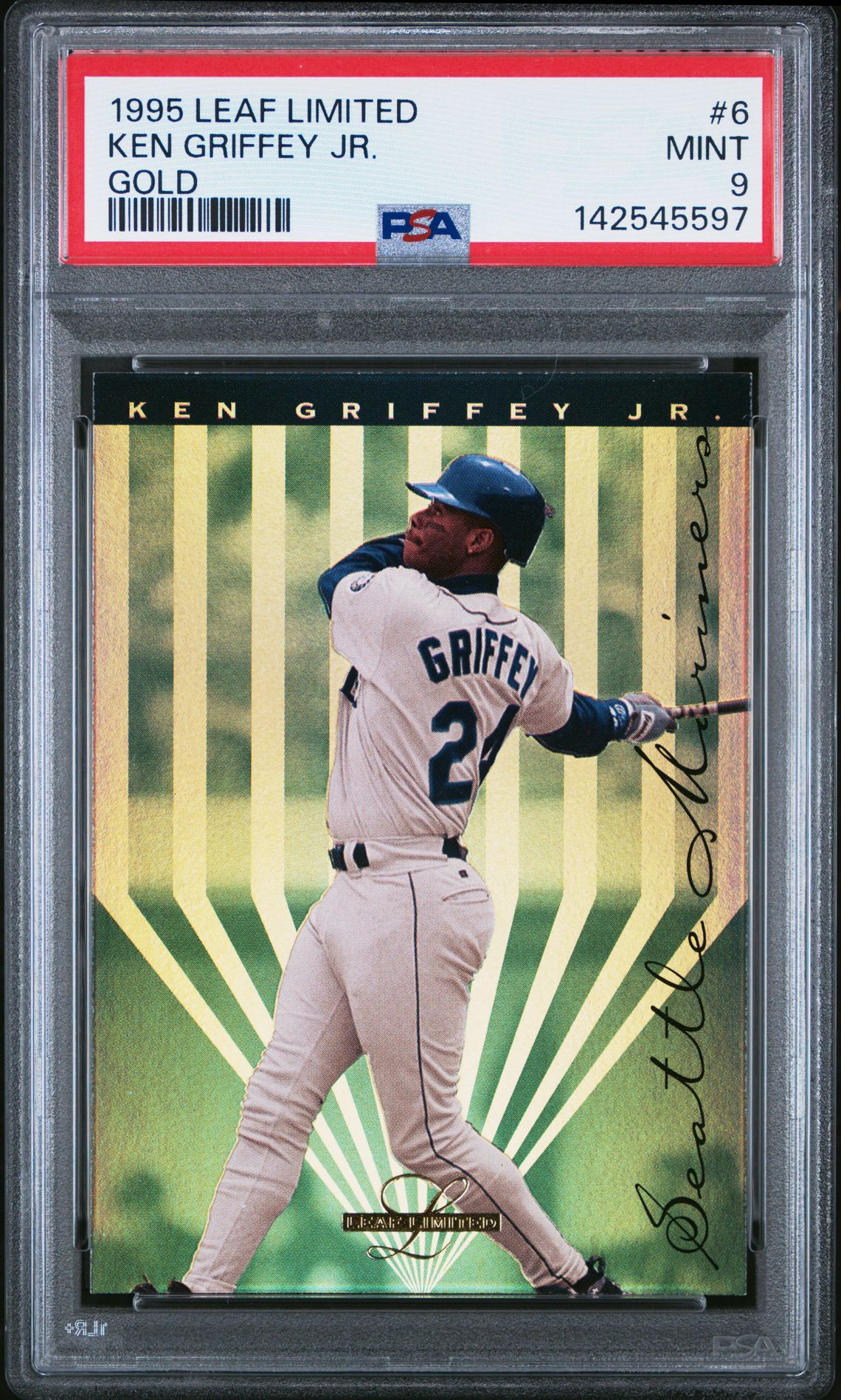 1995 Leaf Limited Gold Ken Griffey Jr. #6 (Gold) Mint 9 front