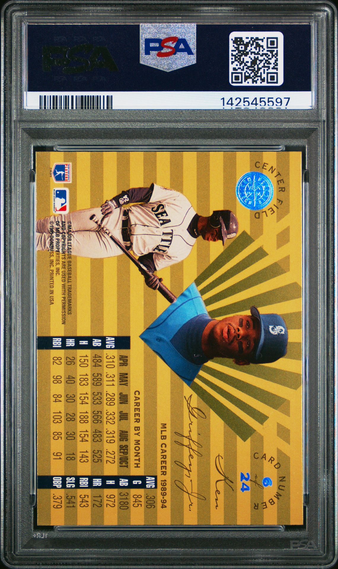 1995 Leaf Limited Gold Ken Griffey Jr. #6 (Gold) Mint 9 back