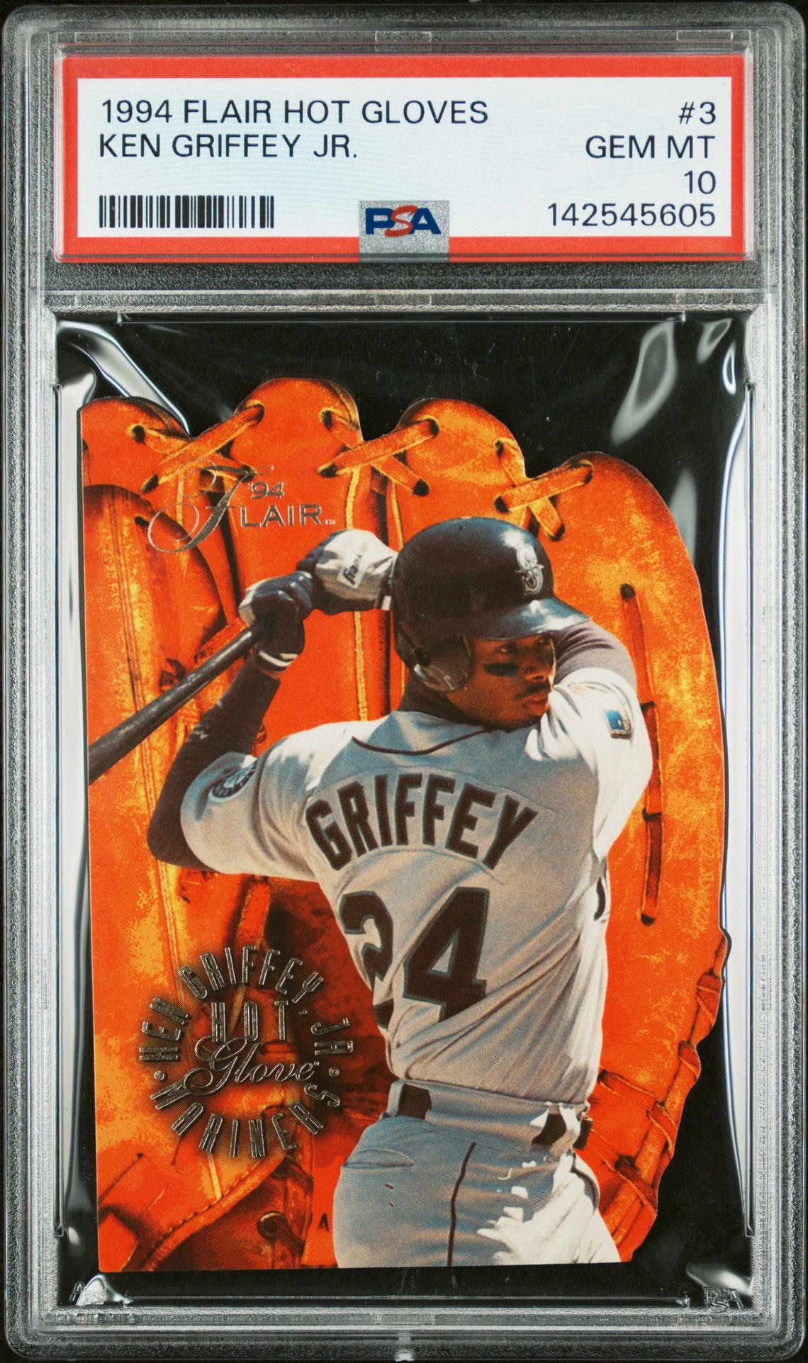 1994 Flair Hot Glove Ken Griffey Jr. #3 Gem Mt 10 front