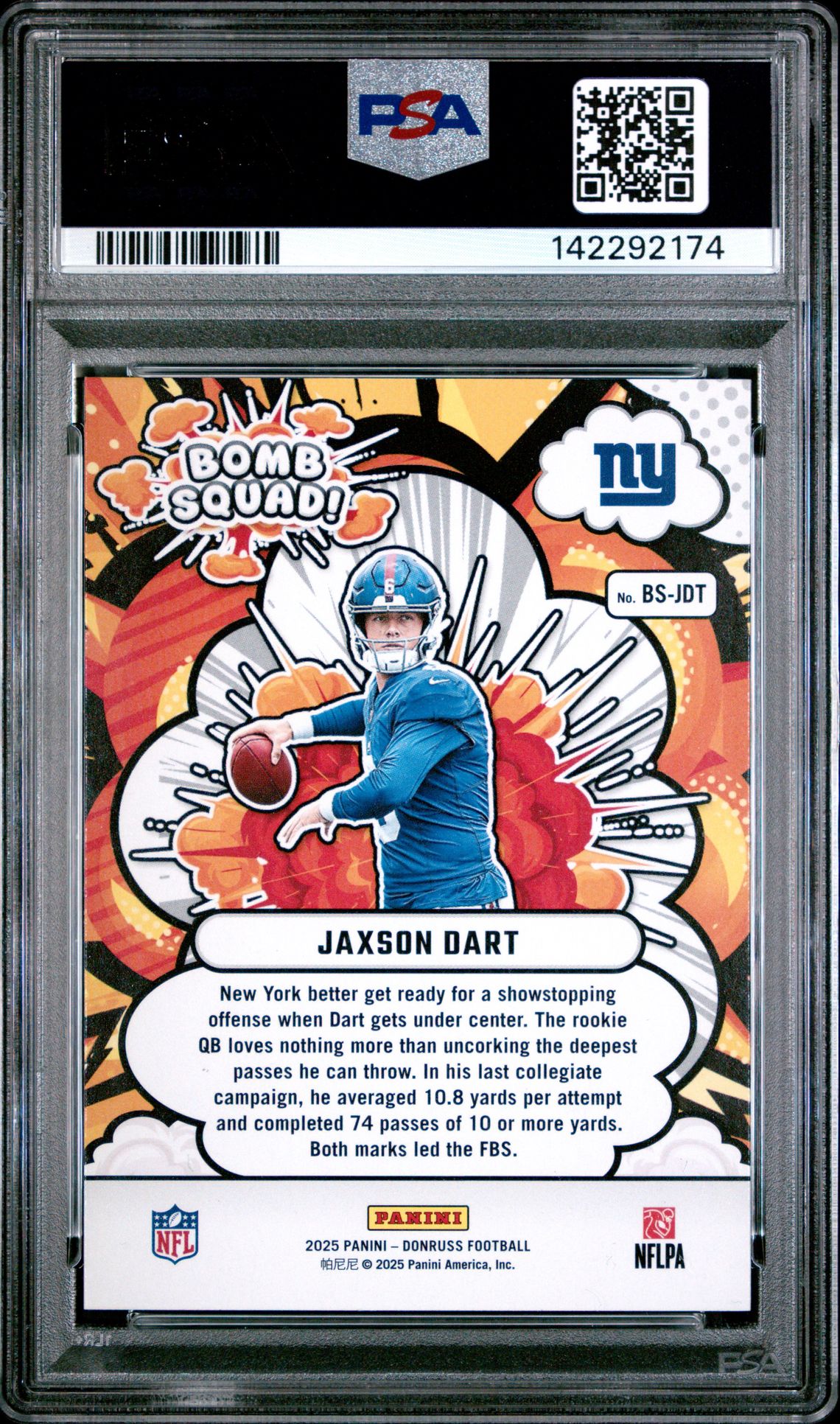 2025 Panini Donruss Bomb Squad Jaxson Dart #Bs-Jdt Mint 9 back