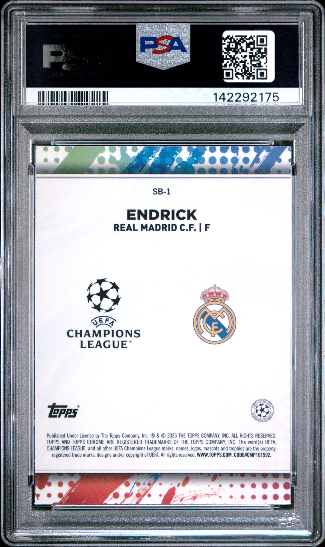 2024-25 Topps Chrome Uefa Club Competitions Soccer Brush Endrick #Sb1 Gem Mt 10 back
