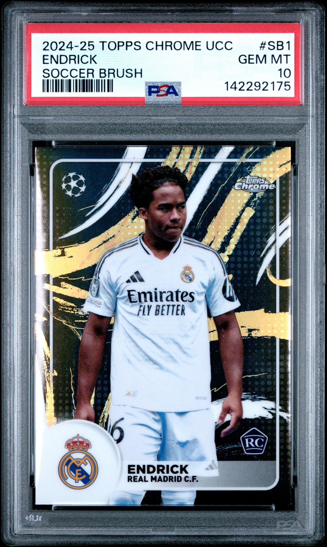 2024-25 Topps Chrome Uefa Club Competitions Soccer Brush Endrick #Sb1 Gem Mt 10 front
