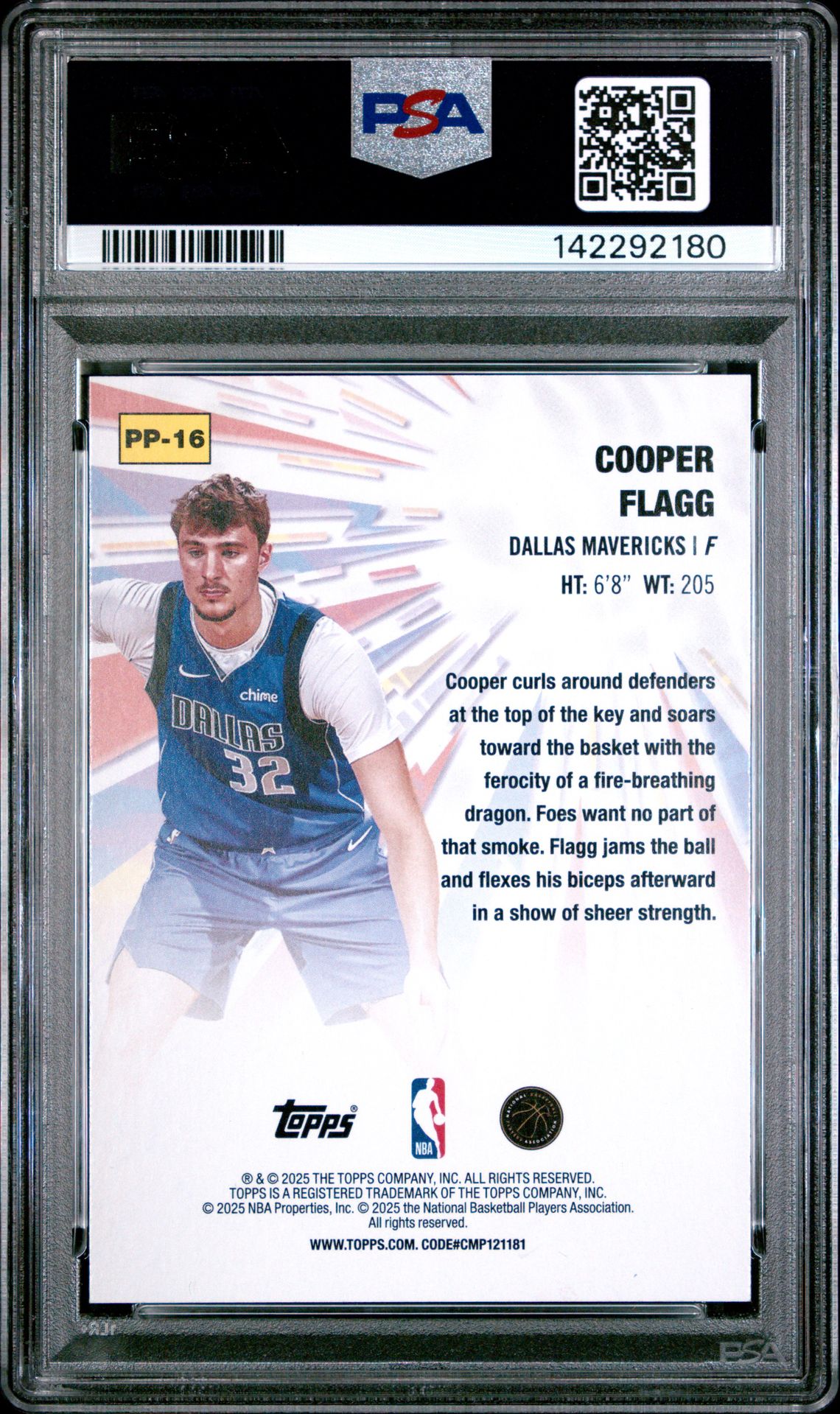 2025 Topps Power Players Cooper Flagg #Pp-16 Gem Mt 10 back