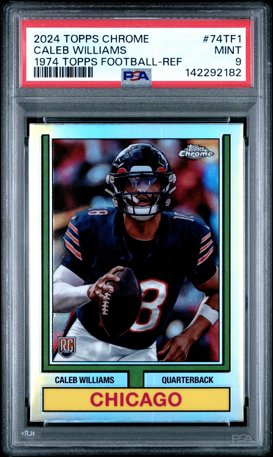 2024 Topps Chrome 1974 Topps Football Caleb Williams #74Tf1 (1974 Topps Football-Ref) Mint 9 front
