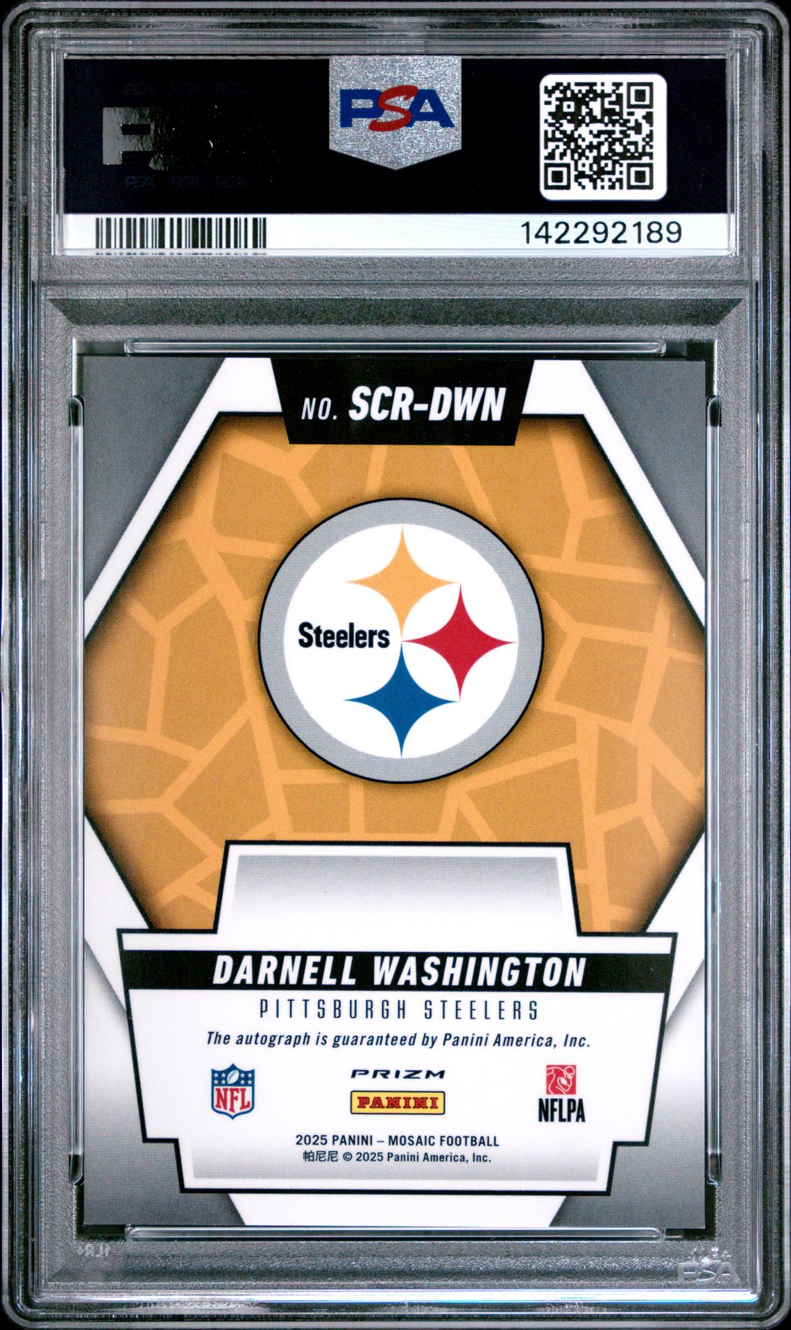 2025 Panini Mosaic Scripts Darnell Washington #Scr-Dwn (Scripts-Blue No Huddle) Gem Mt 10 back