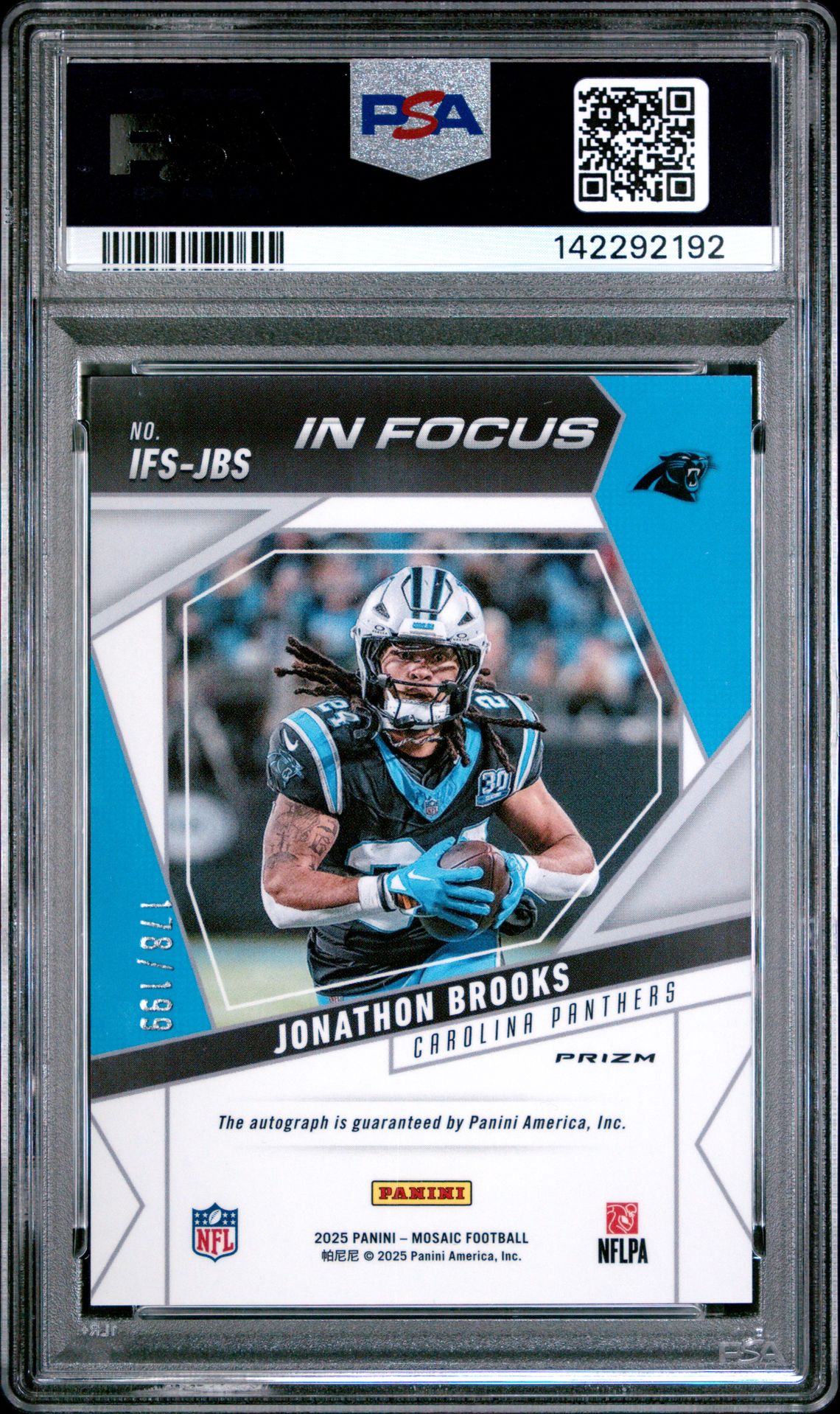 2025 Panini Mosaic In Focus Signatures Jonathon Brooks #Ifs-Jbs (In Focus Signature-Red) Gem Mt 10 back