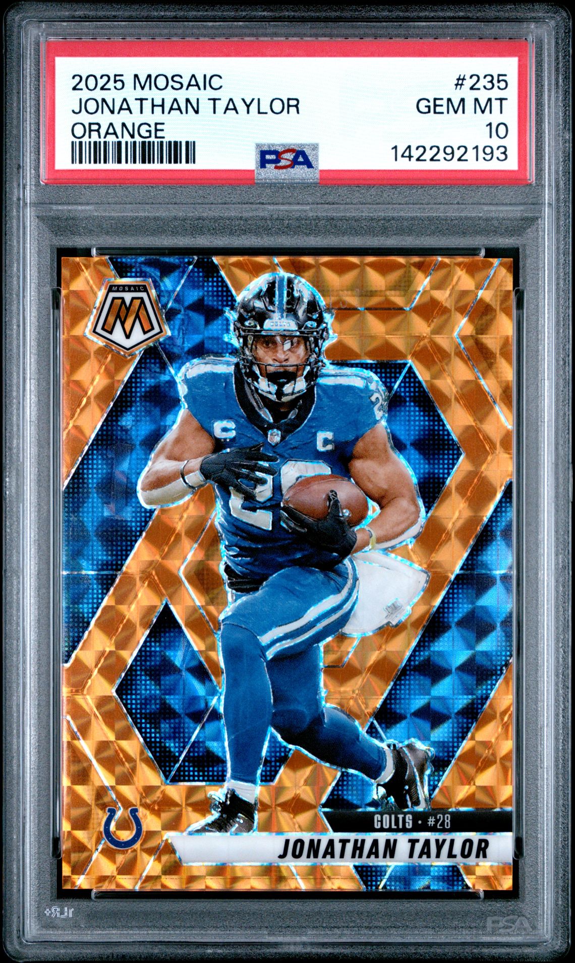2025 Panini Mosaic Jonathan Taylor #235 (Orange) Gem Mt 10 front