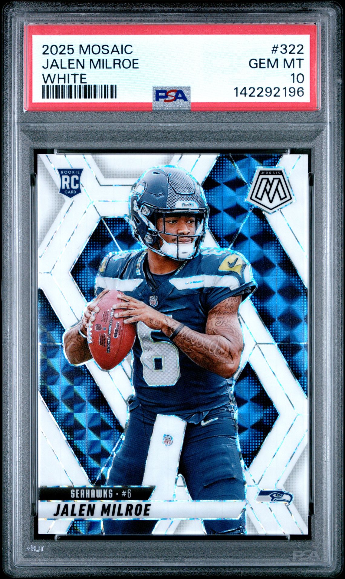 2025 Panini Mosaic Jalen Milroe #322 (White) Gem Mt 10 front