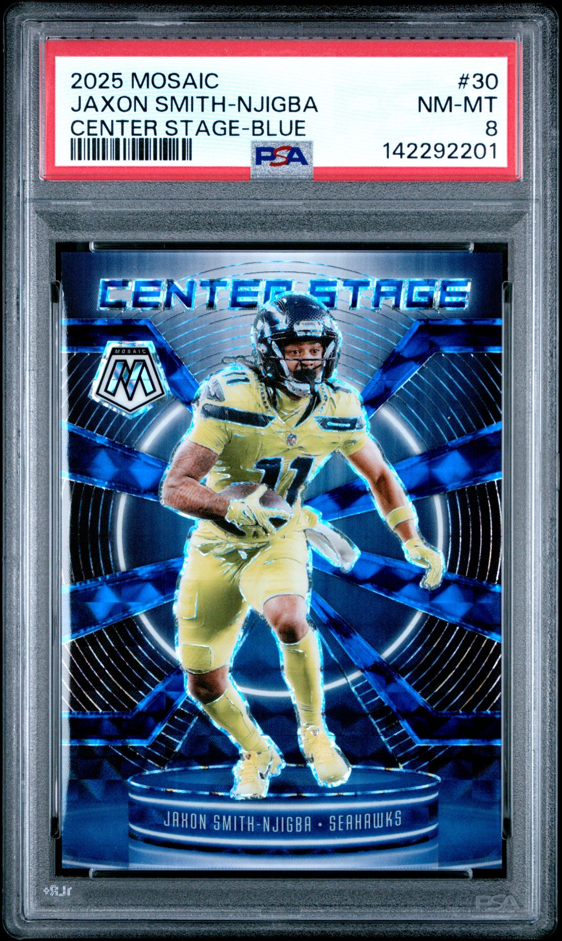 2025 Panini Mosaic Center Stage Jaxon Smith-Njigba #30 (Center Stage-Blue) Nm-Mt 8 front