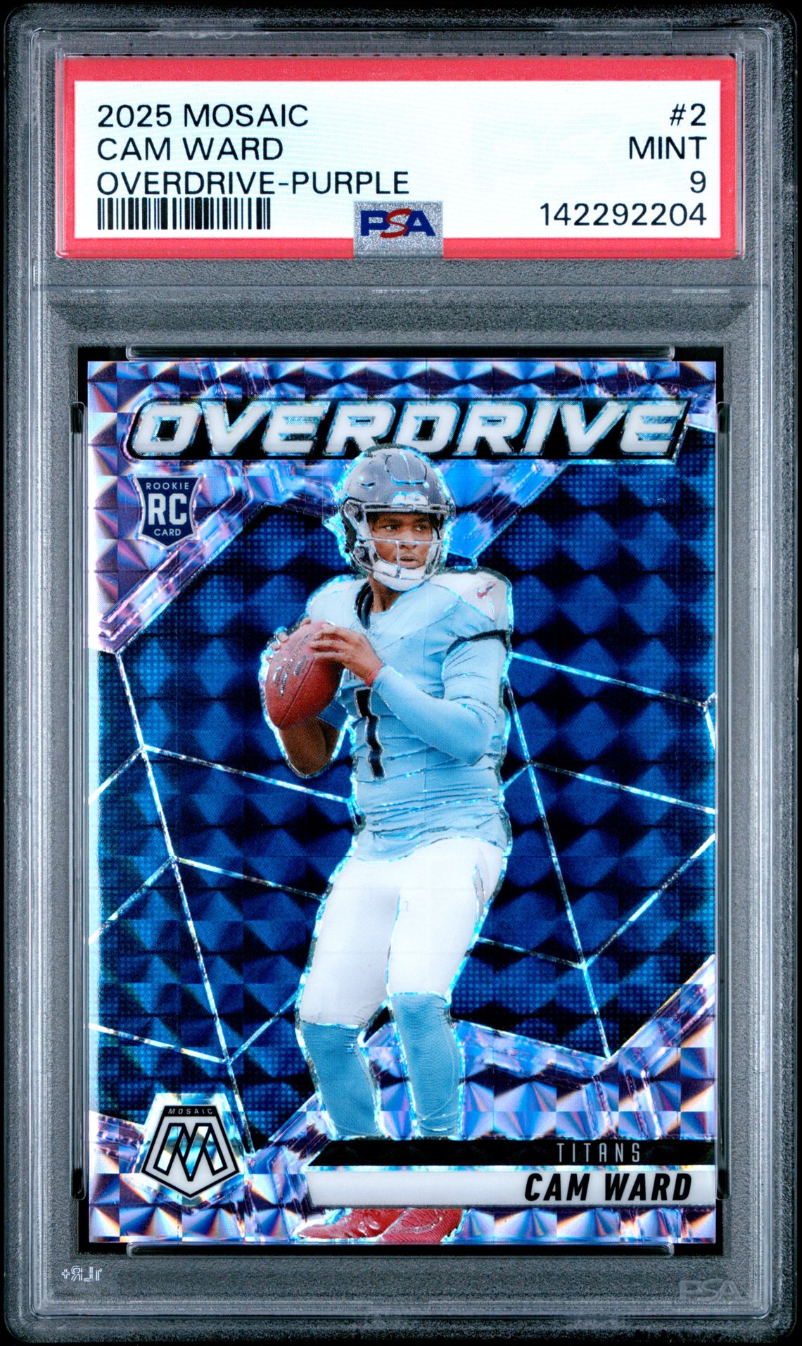 2025 Panini Mosaic Overdrive Cam Ward #2 (Overdrive-Purple) Mint 9 front