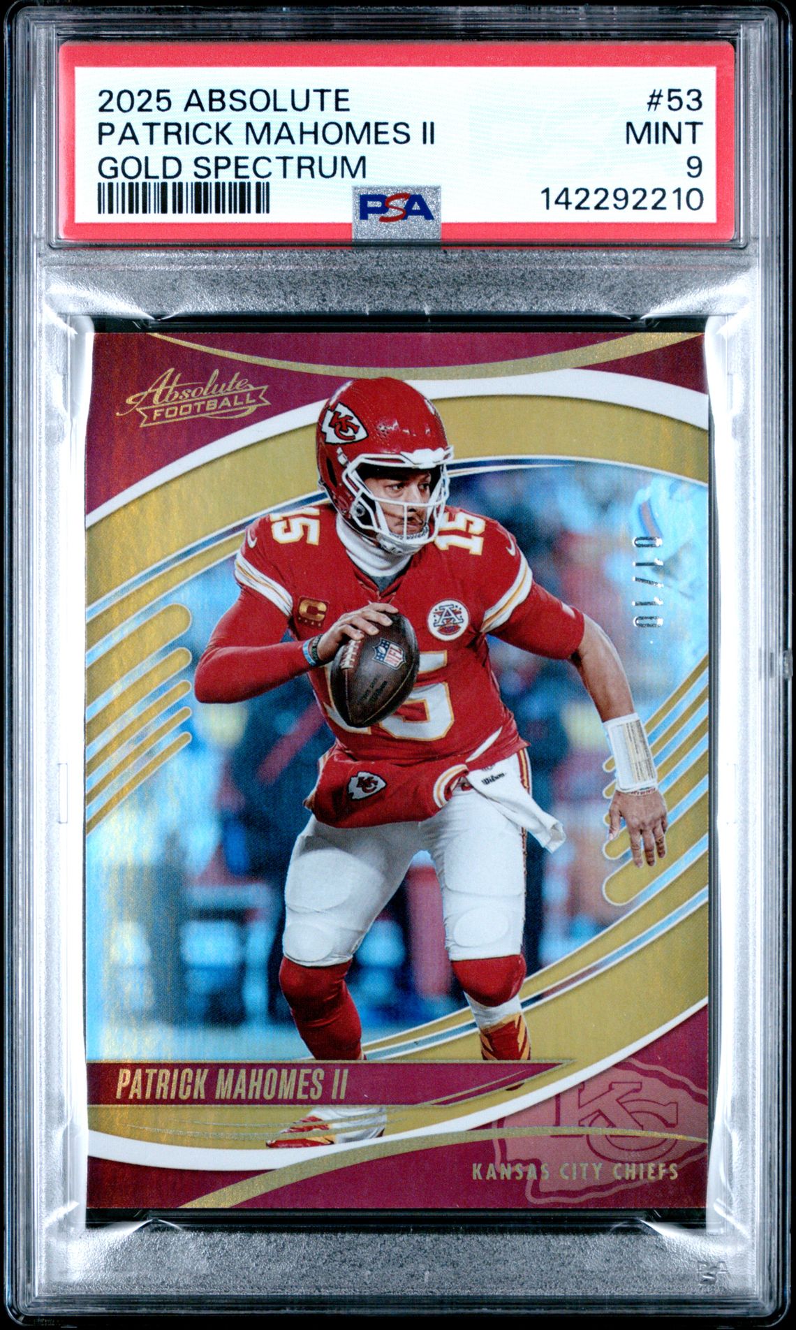 2025 Panini Absolute Patrick Mahomes Ii #53 (Gold Spectrum) Mint 9 front