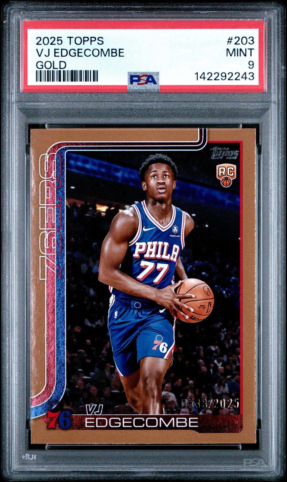 2025 Topps Vj Edgecombe #203 (Gold) Mint 9 front