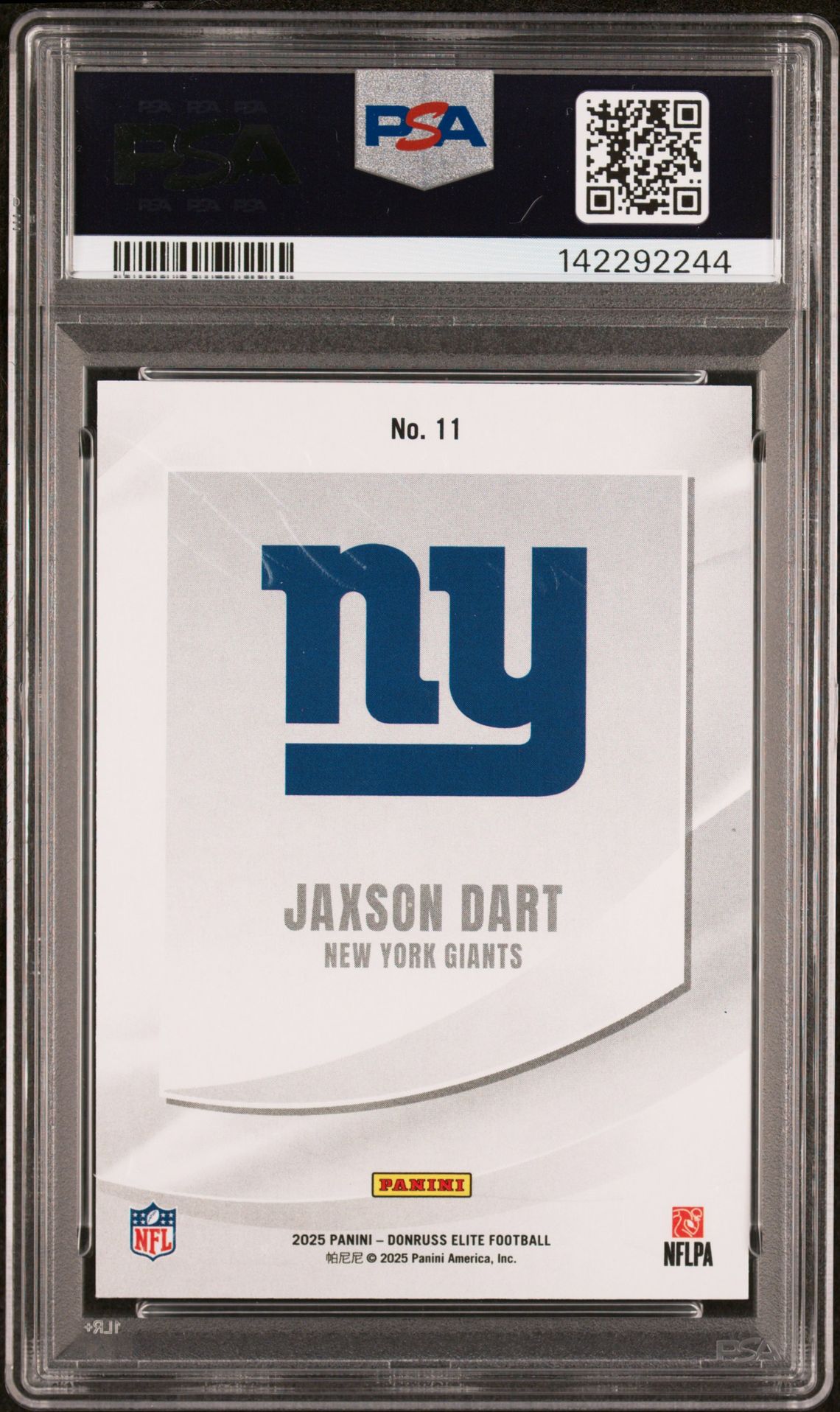 2025 Panini Donruss Elite Rookie Elitist Jaxson Dart #11 (Rookie Elitist-Orange) Gem Mt 10 back