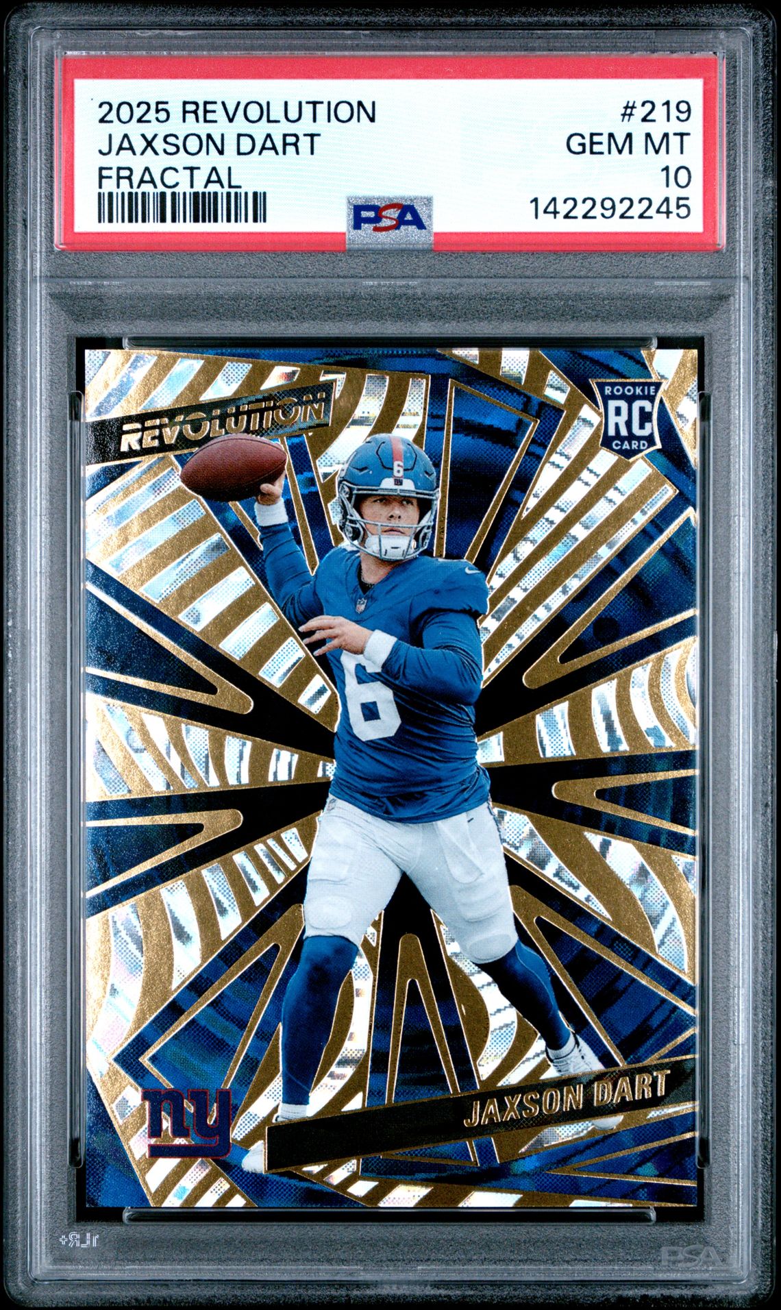 2025 Panini Revolution Jaxson Dart #219 (Fractal) Gem Mt 10 front