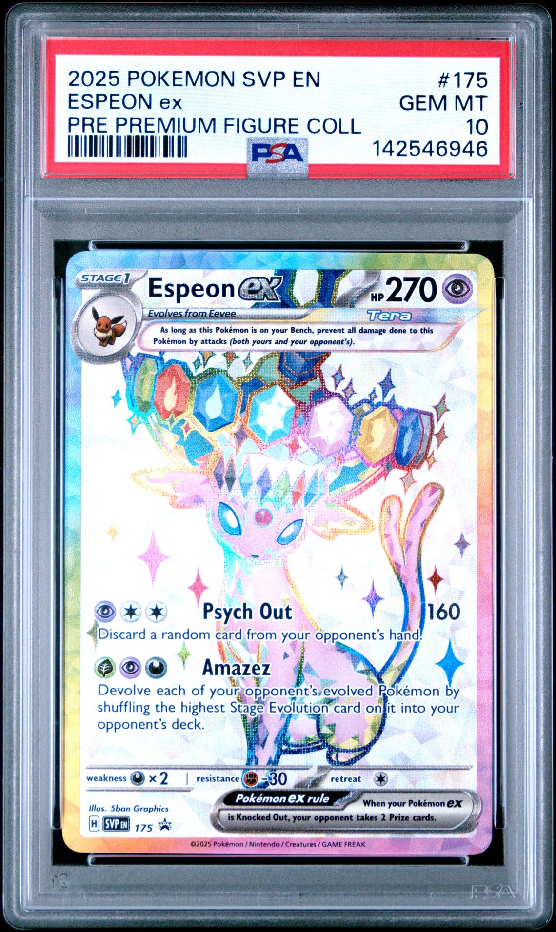 2025 Pokemon Svp En-Sv Black Star Promo Espeon Ex #175 (Pre Premium Figure Coll) Gem Mt 10 front