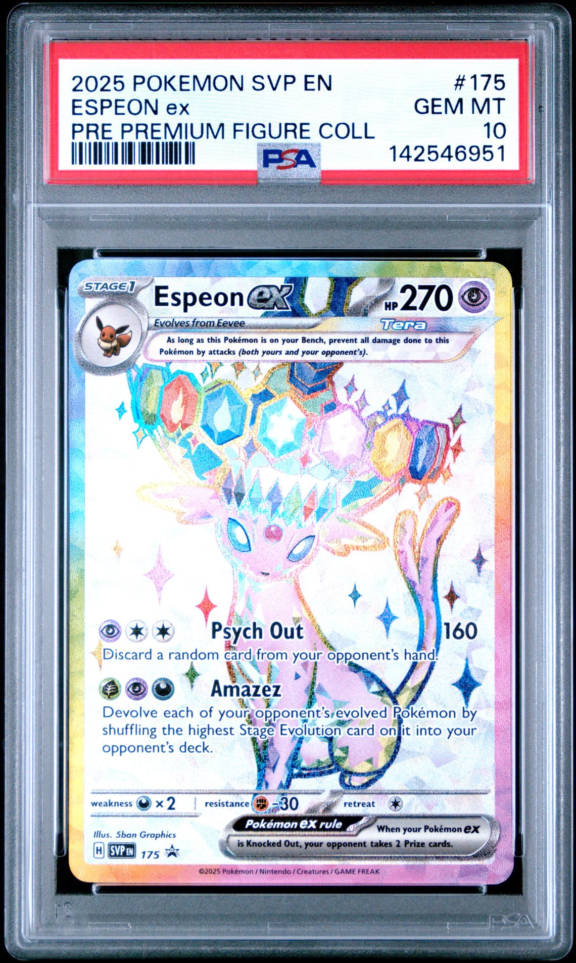 2025 Pokemon Svp En-Sv Black Star Promo Espeon Ex #175 (Pre Premium Figure Coll) Gem Mt 10 front