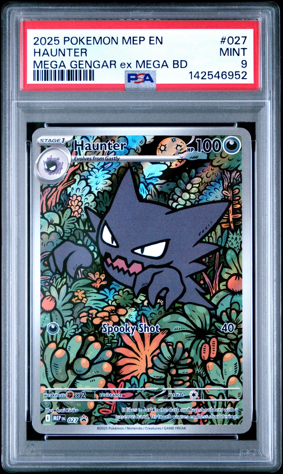 2025 Pokemon Mep En-Me Black Star Promo Haunter #027 (Mega Gengar Ex Mega Bd) Mint 9 front