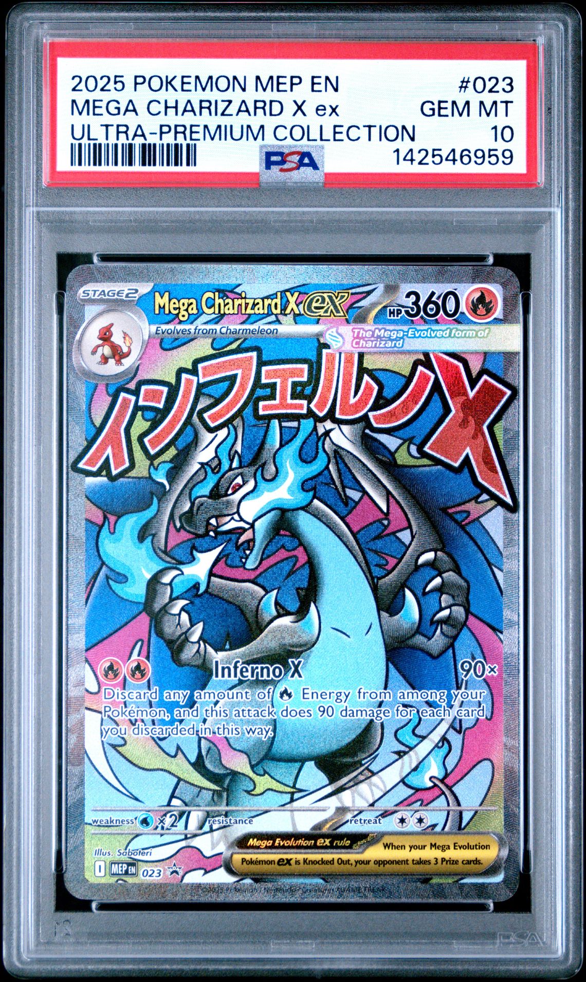 2025 Pokemon Mep En-Me Black Star Promo Mega Charizard X Ex #023 (Ultra-Premium Collection) Gem Mt 10 front