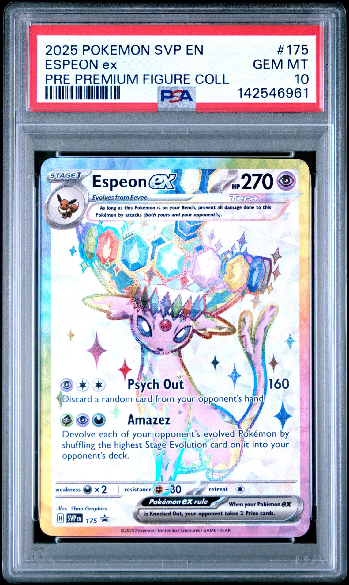 2025 Pokemon Svp En-Sv Black Star Promo Espeon Ex #175 (Pre Premium Figure Coll) Gem Mt 10 front