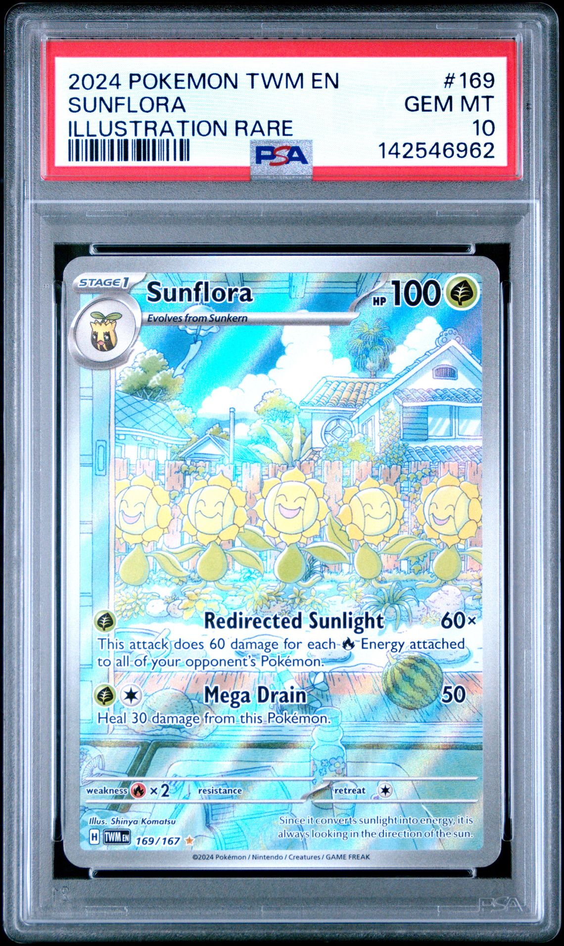 2024 Pokemon Twm En-Twilight Masquerade Sunflora #169 (Illustration Rare) Gem Mt 10 front