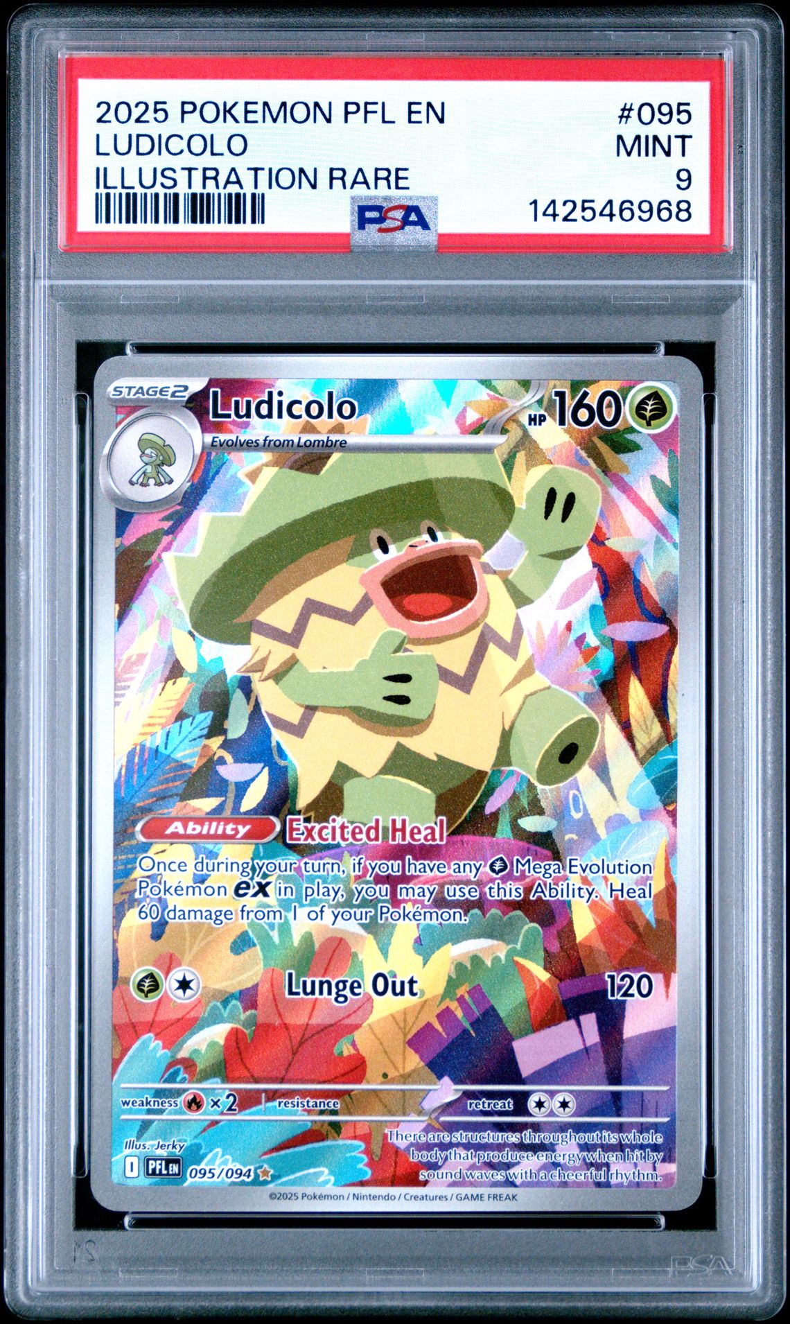 2025 Pokemon Pfl En-Phantasmal Flames Ludicolo #095 (Illustration Rare) Mint 9 front