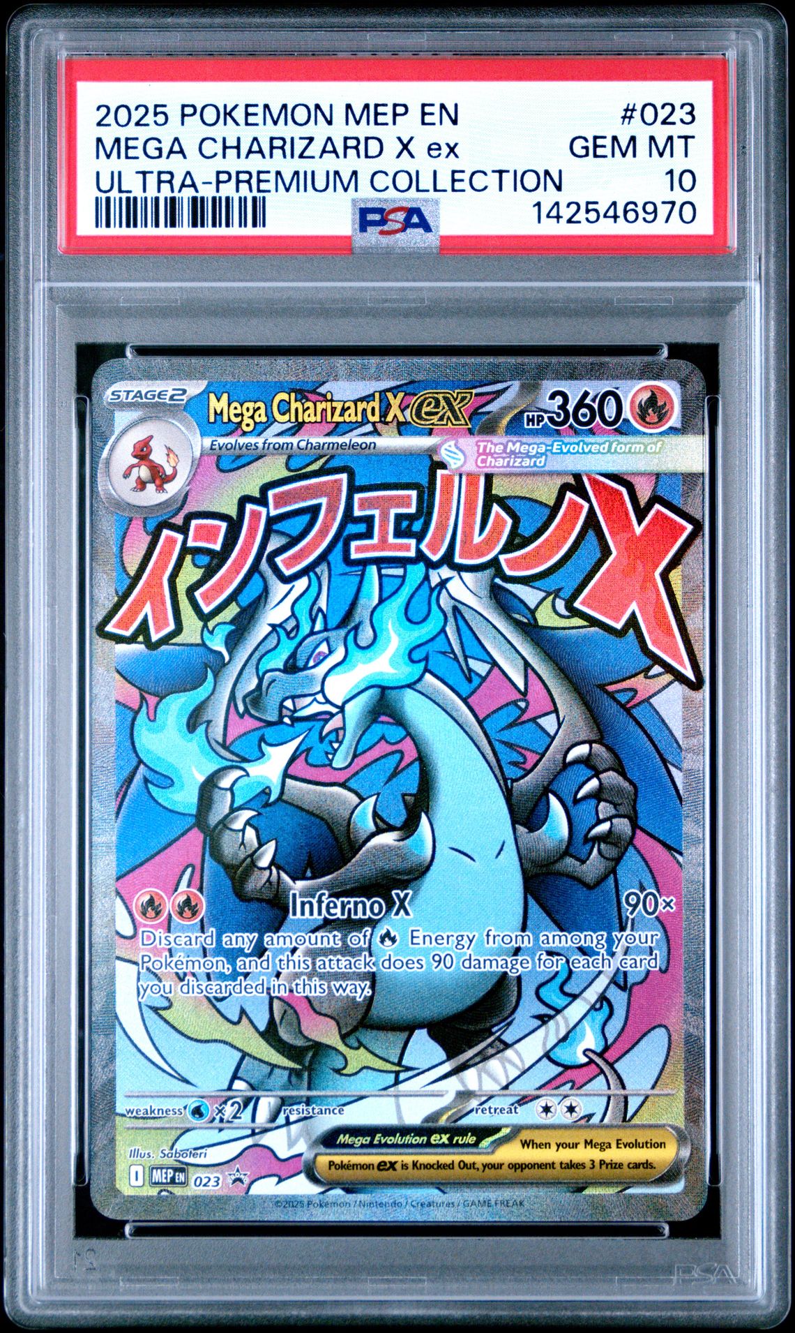 2025 Pokemon Mep En-Me Black Star Promo Mega Charizard X Ex #023 (Ultra-Premium Collection) Gem Mt 10 front