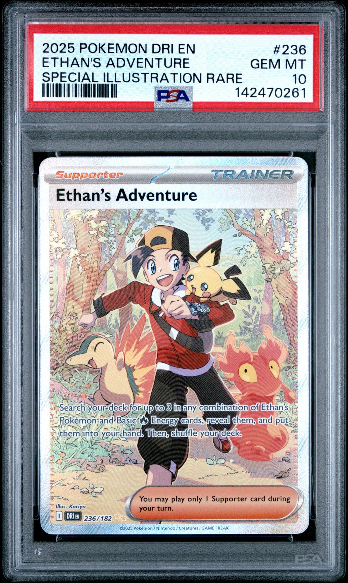 2025 Pokemon Dri En-Destined Rivals Ethan's Adventure #236 (Special Illustration Rare) Gem Mt 10 front