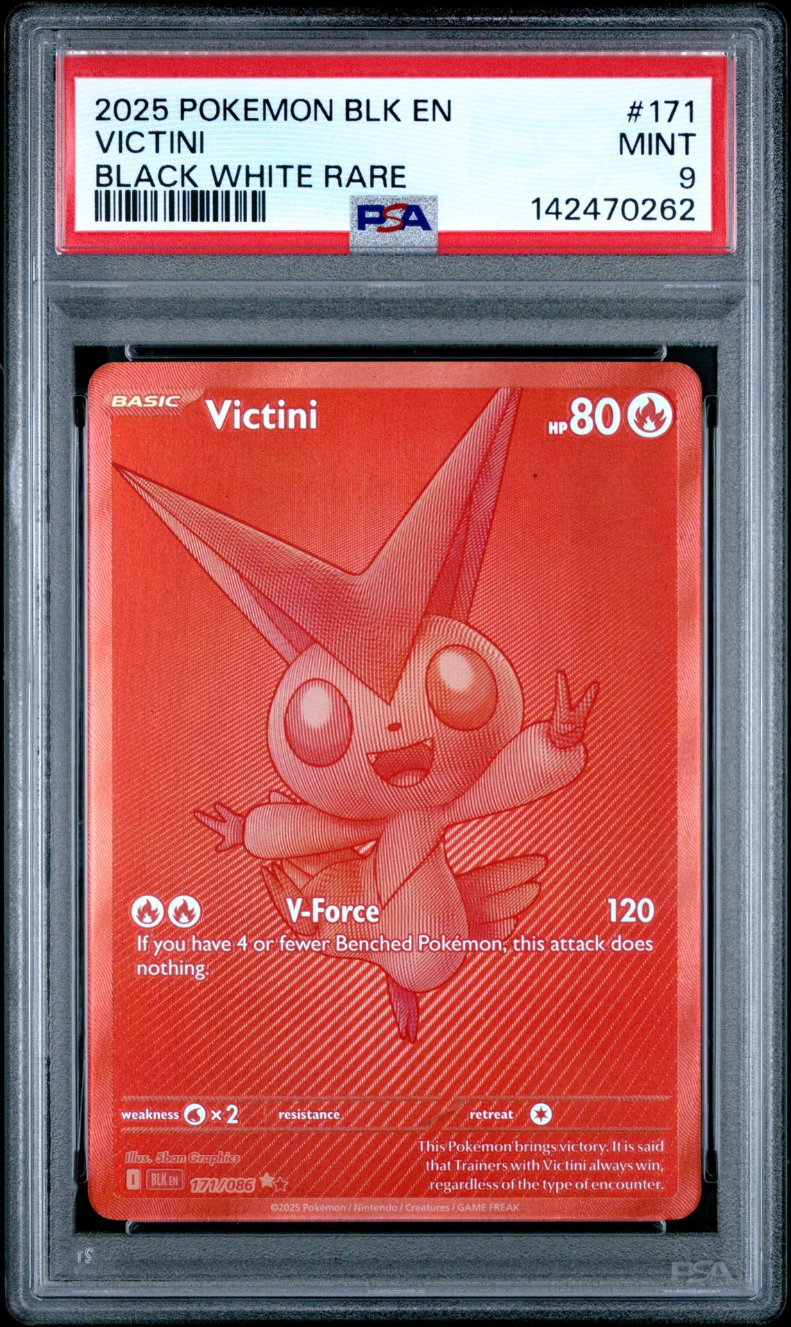 2025 Pokemon Blk En-Black Bolt Victini #171 (Black White Rare) Mint 9 front