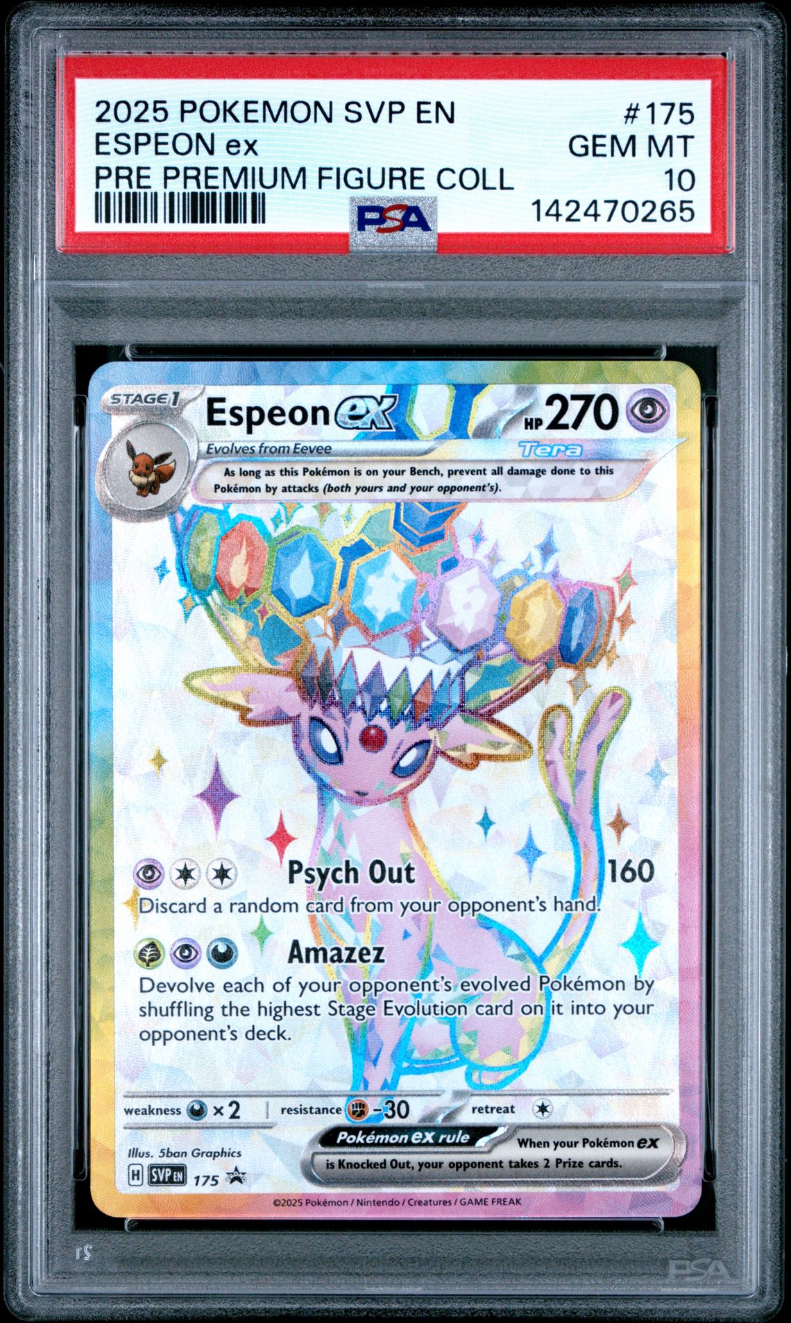 2025 Pokemon Svp En-Sv Black Star Promo Espeon Ex #175 (Pre Premium Figure Coll) Gem Mt 10 front