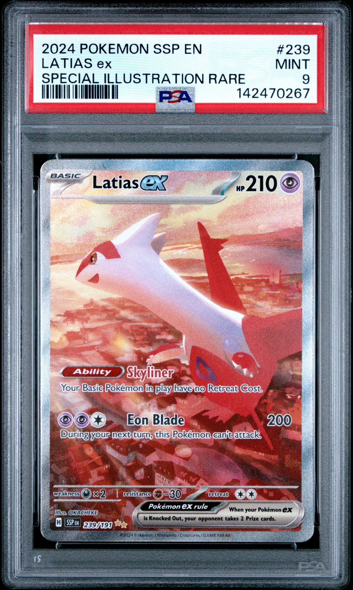 2024 Pokemon Ssp En-Surging Sparks Latias Ex #239 (Special Illustration Rare) Mint 9 front