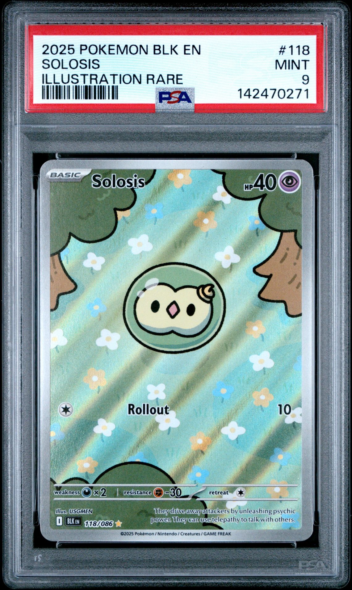 2025 Pokemon Blk En-Black Bolt Solosis #118 (Illustration Rare) Mint 9 front