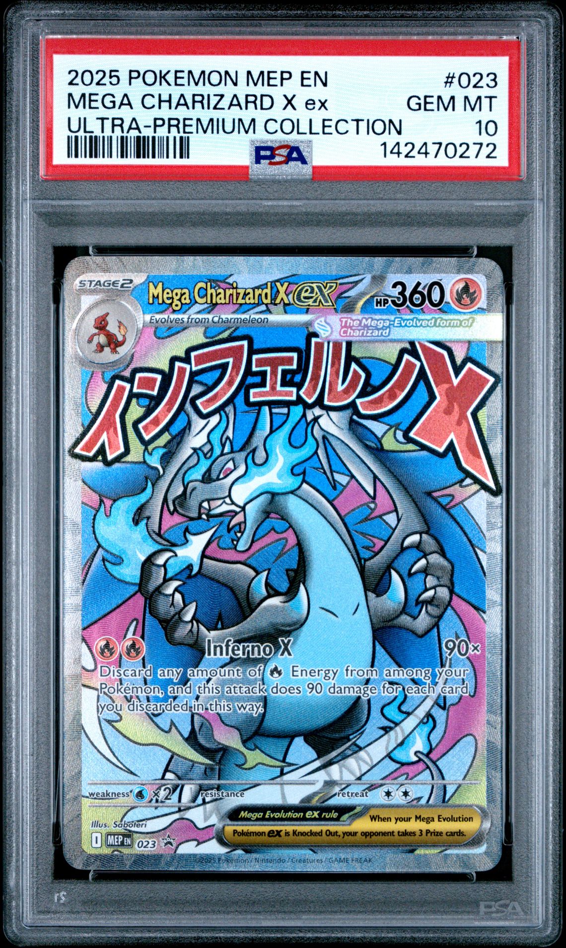 2025 Pokemon Mep En-Me Black Star Promo Mega Charizard X Ex #023 (Ultra-Premium Collection) Gem Mt 10 front