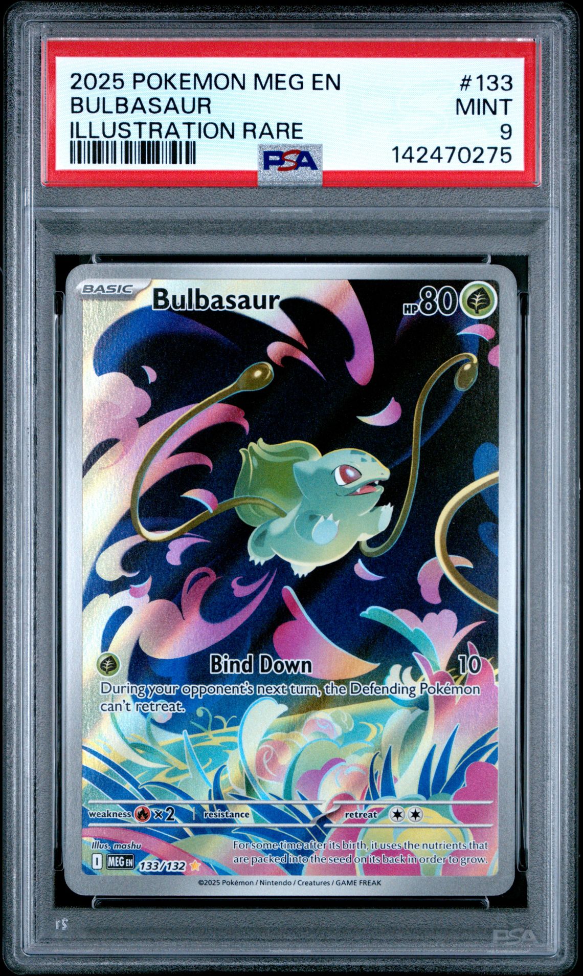 2025 Pokemon Meg En-Mega Evolution Bulbasaur #133 (Illustration Rare) Mint 9 front