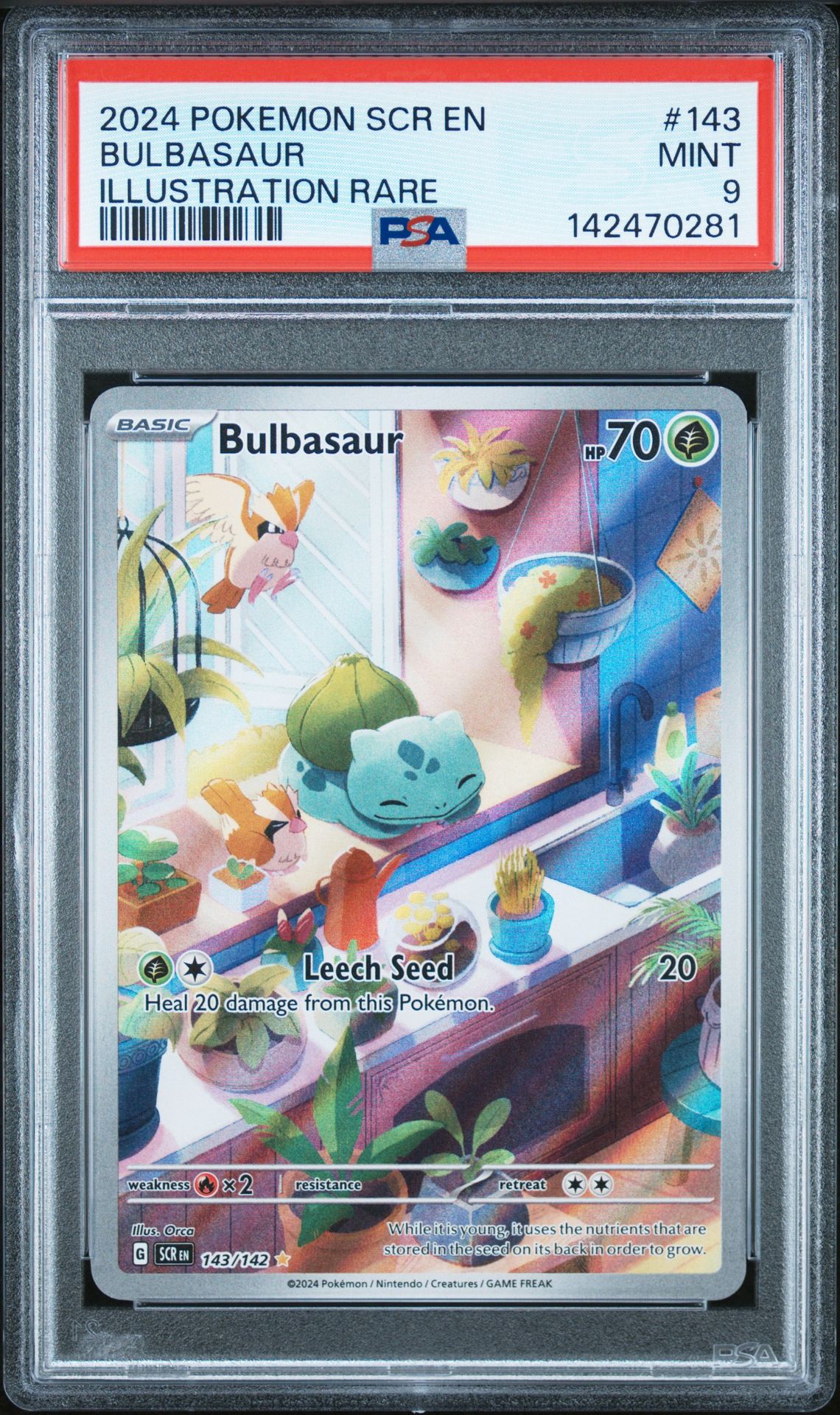 2024 Pokemon Scr En-Stellar Crown Bulbasaur #143 (Illustration Rare) Mint 9 front