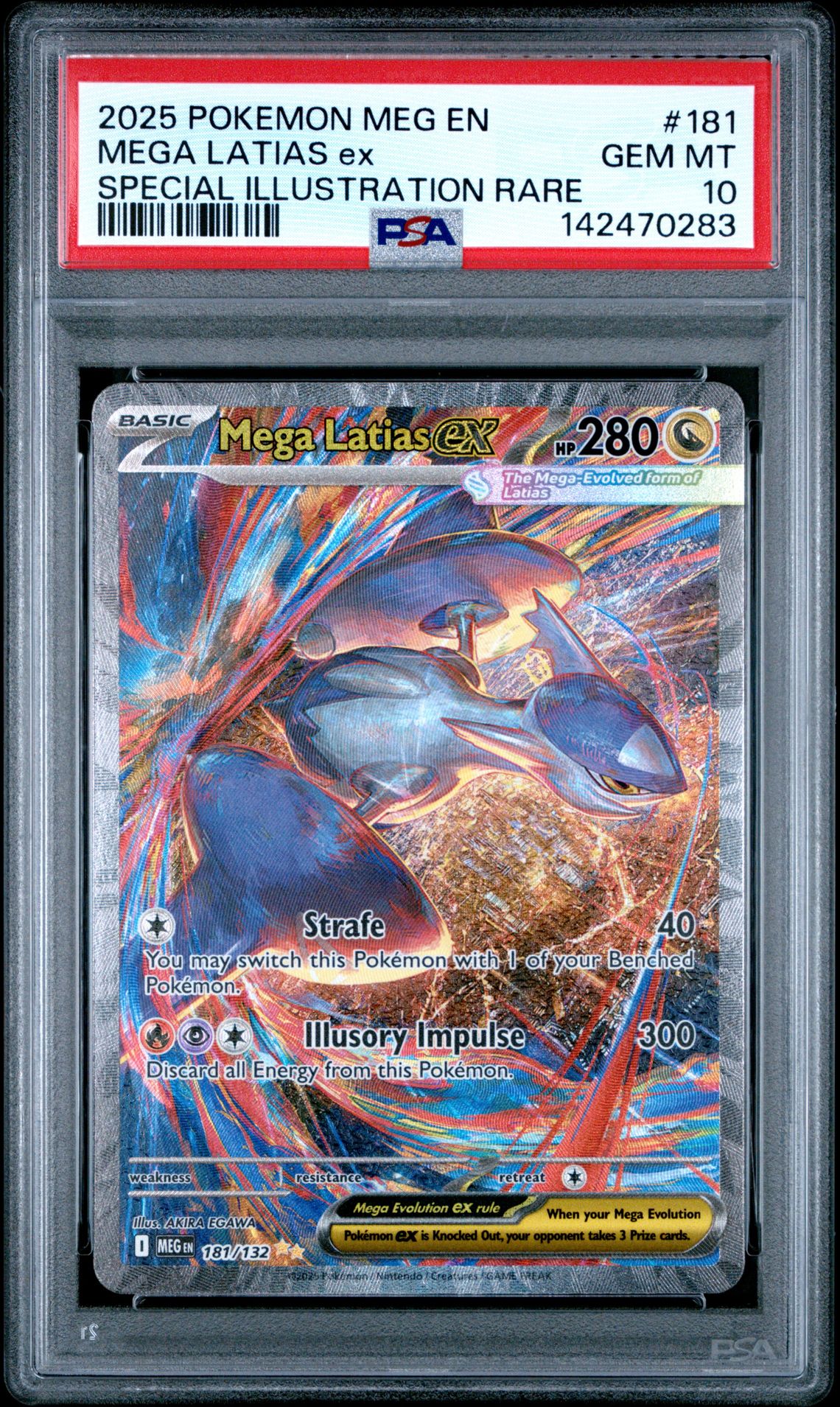 2025 Pokemon Meg En-Mega Evolution Mega Latias Ex #181 (Special Illustration Rare) Gem Mt 10 front view - PSA graded GEM MT 10