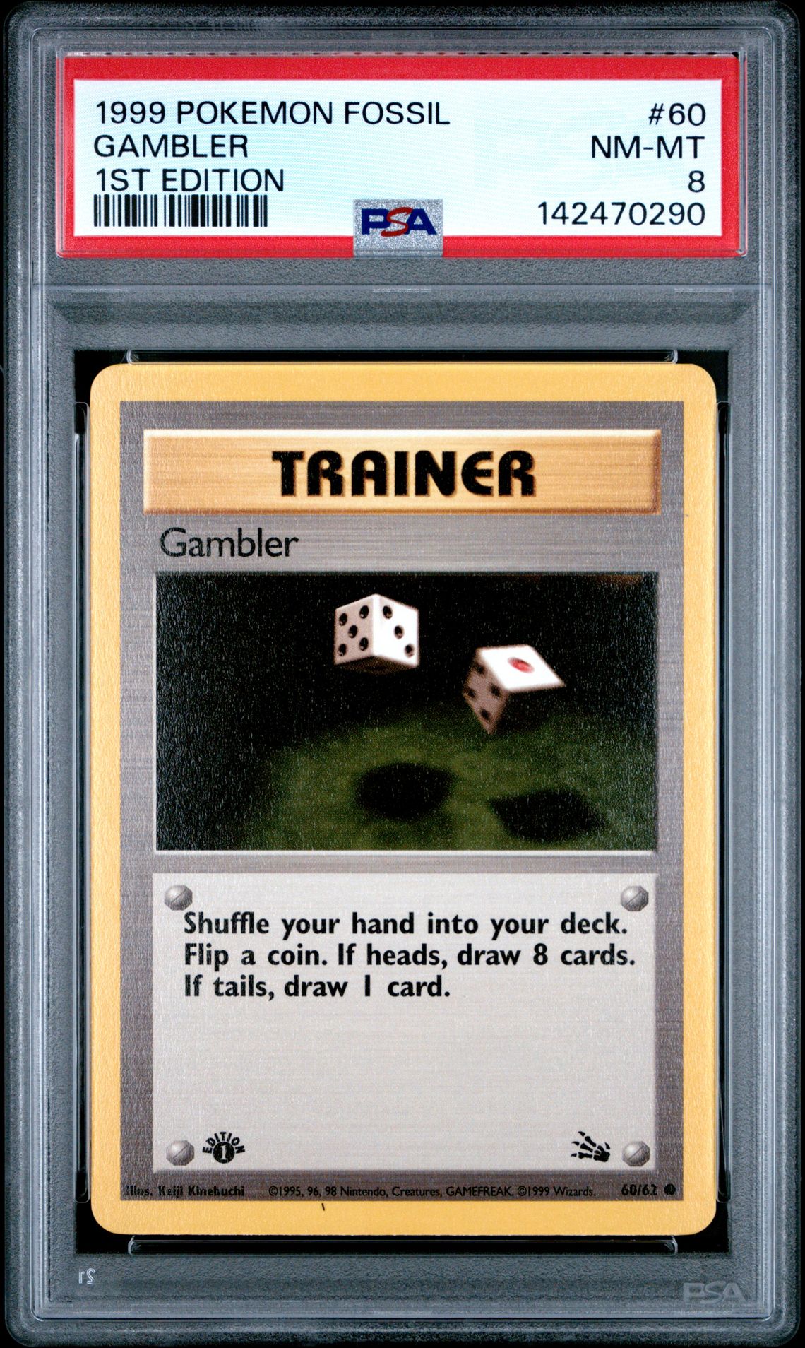 1999 Pokemon Fossil Gambler #60 (1St Edition) Nm-Mt 8 front