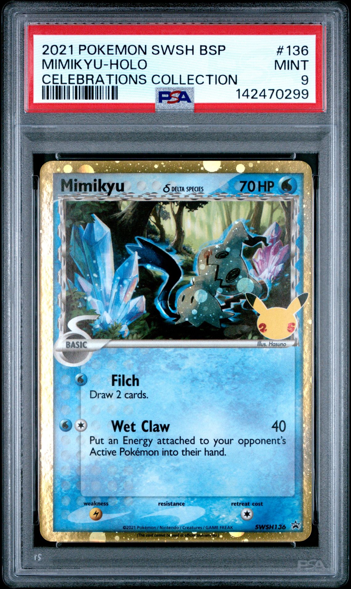 2021 Pokemon Swsh Black Star Promo Mimikyu-Holo #136 (Celebrations Collection) Mint 9 front