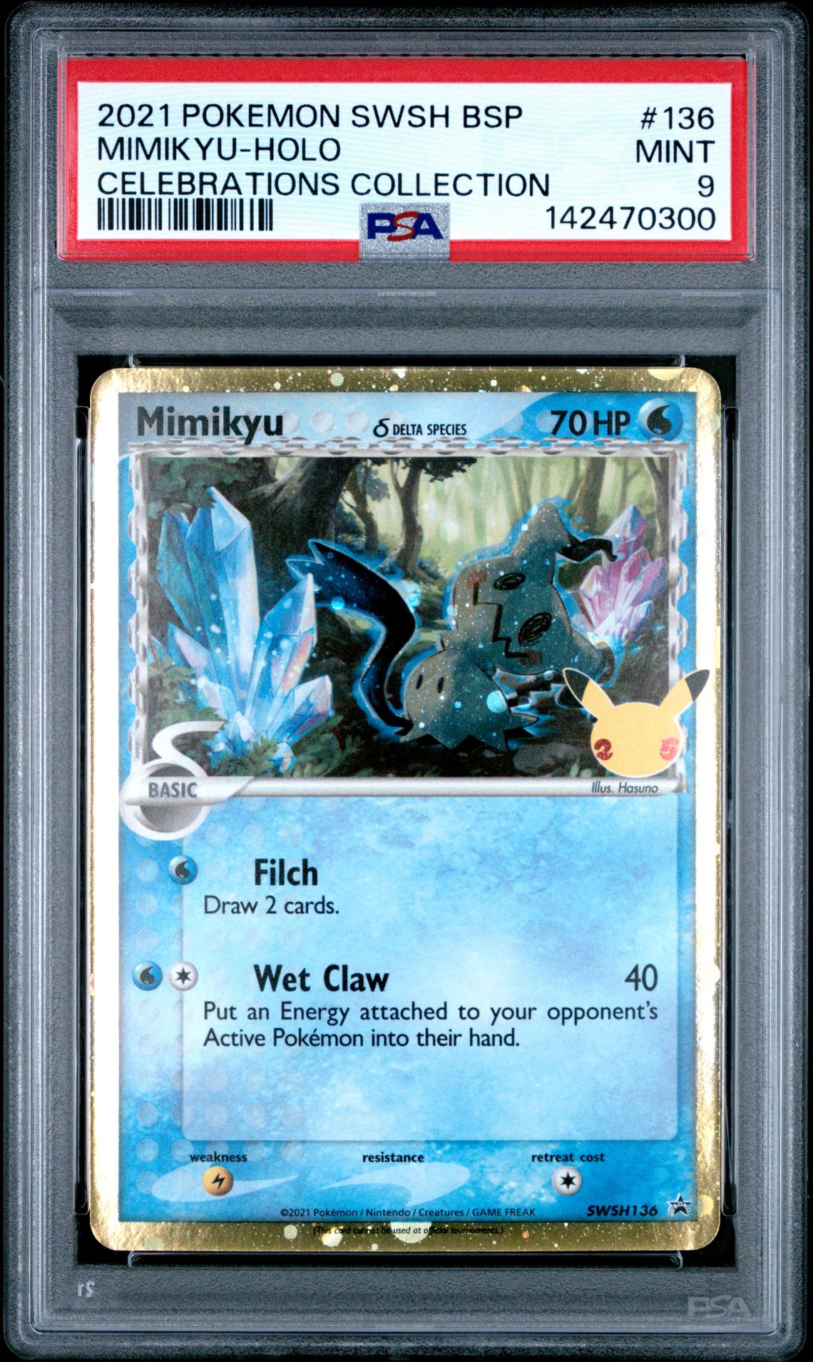 2021 Pokemon Swsh Black Star Promo Mimikyu-Holo #136 (Celebrations Collection) Mint 9 front