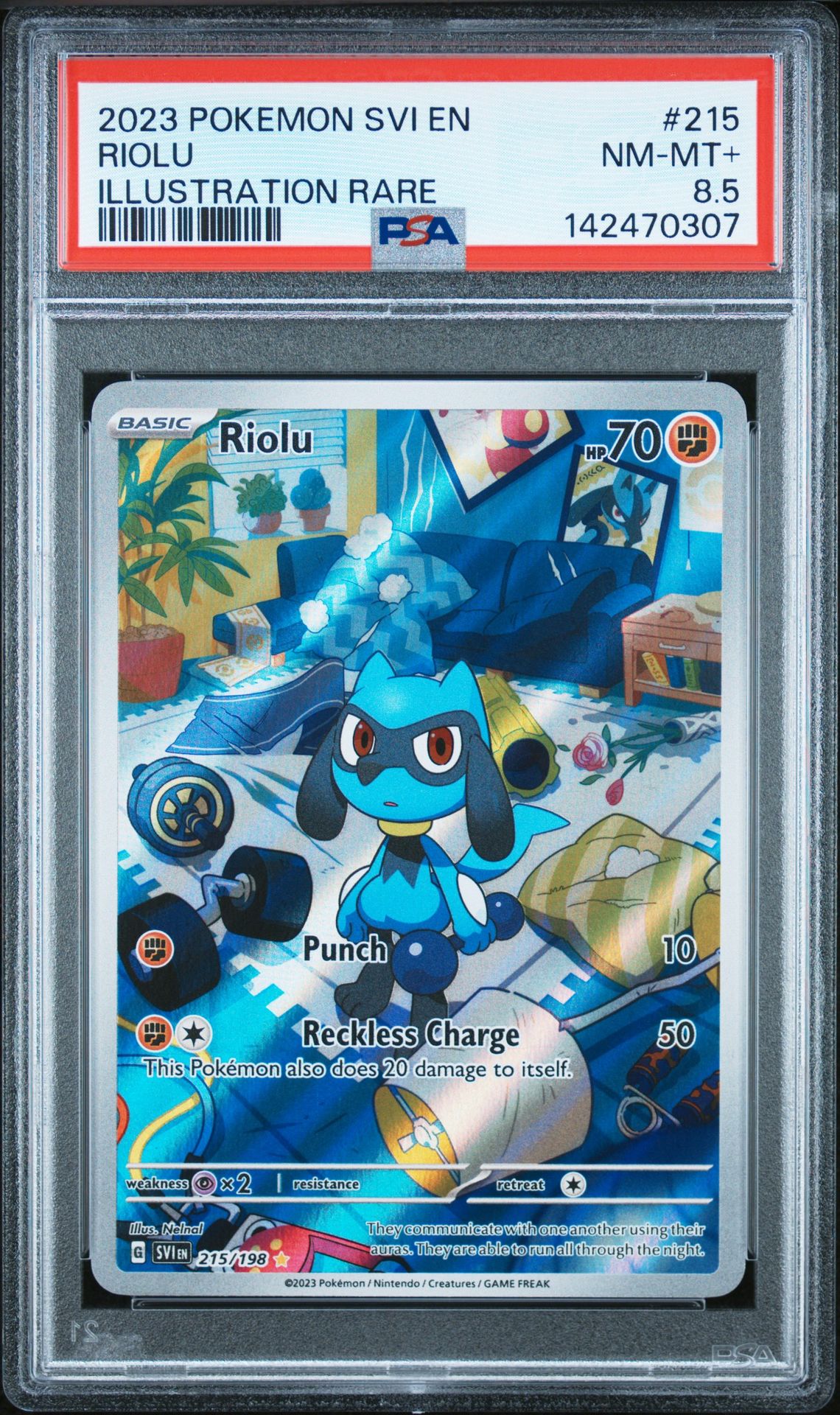 2023 Pokemon Svi En-Scarlet & Violet Riolu #215 (Illustration Rare) Nm-Mt+ 8.5 front
